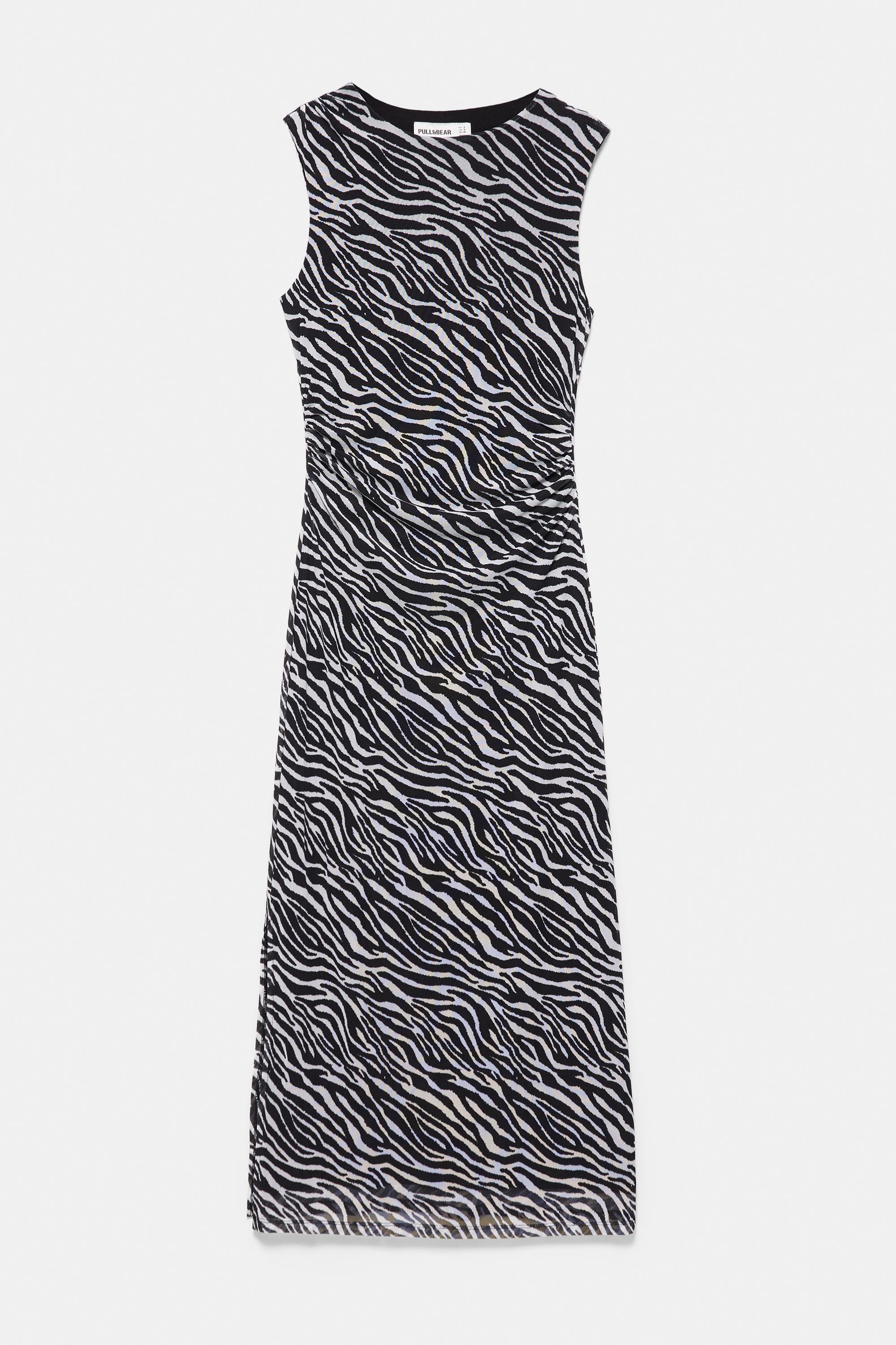 Zebra print midi dress — White/Black