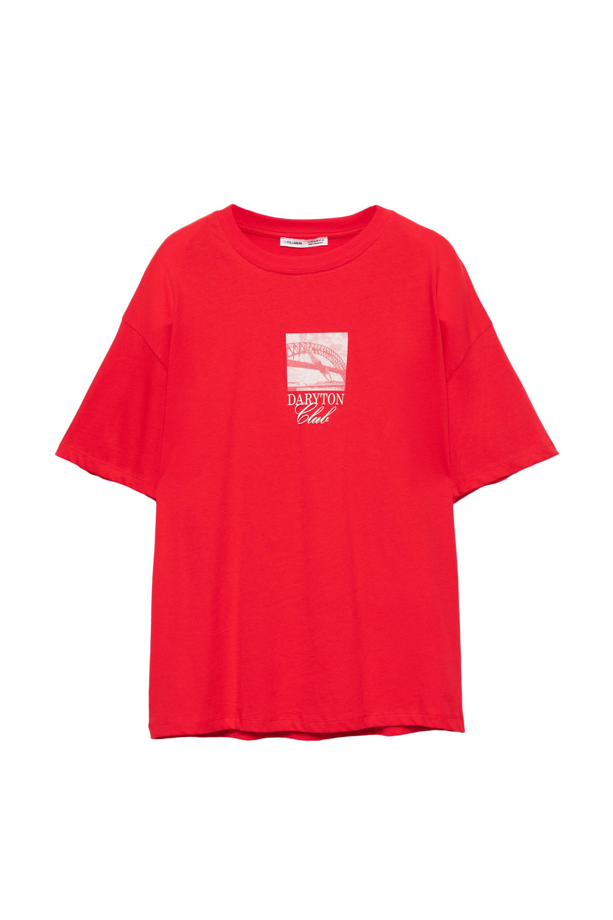 Red tişört with graphic and slogan - Görsel 5