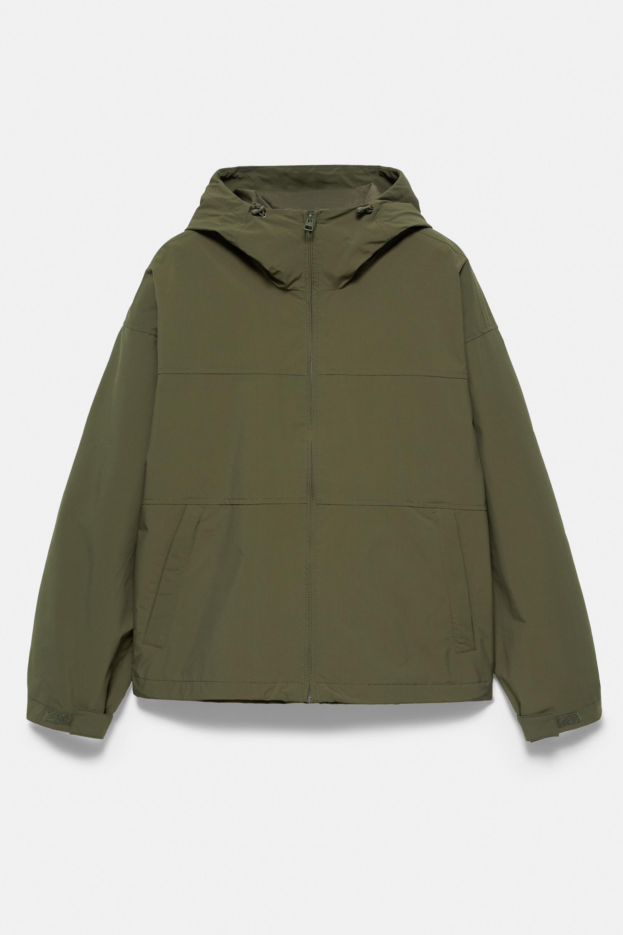 Lightweight hooded raincoat — Khaki