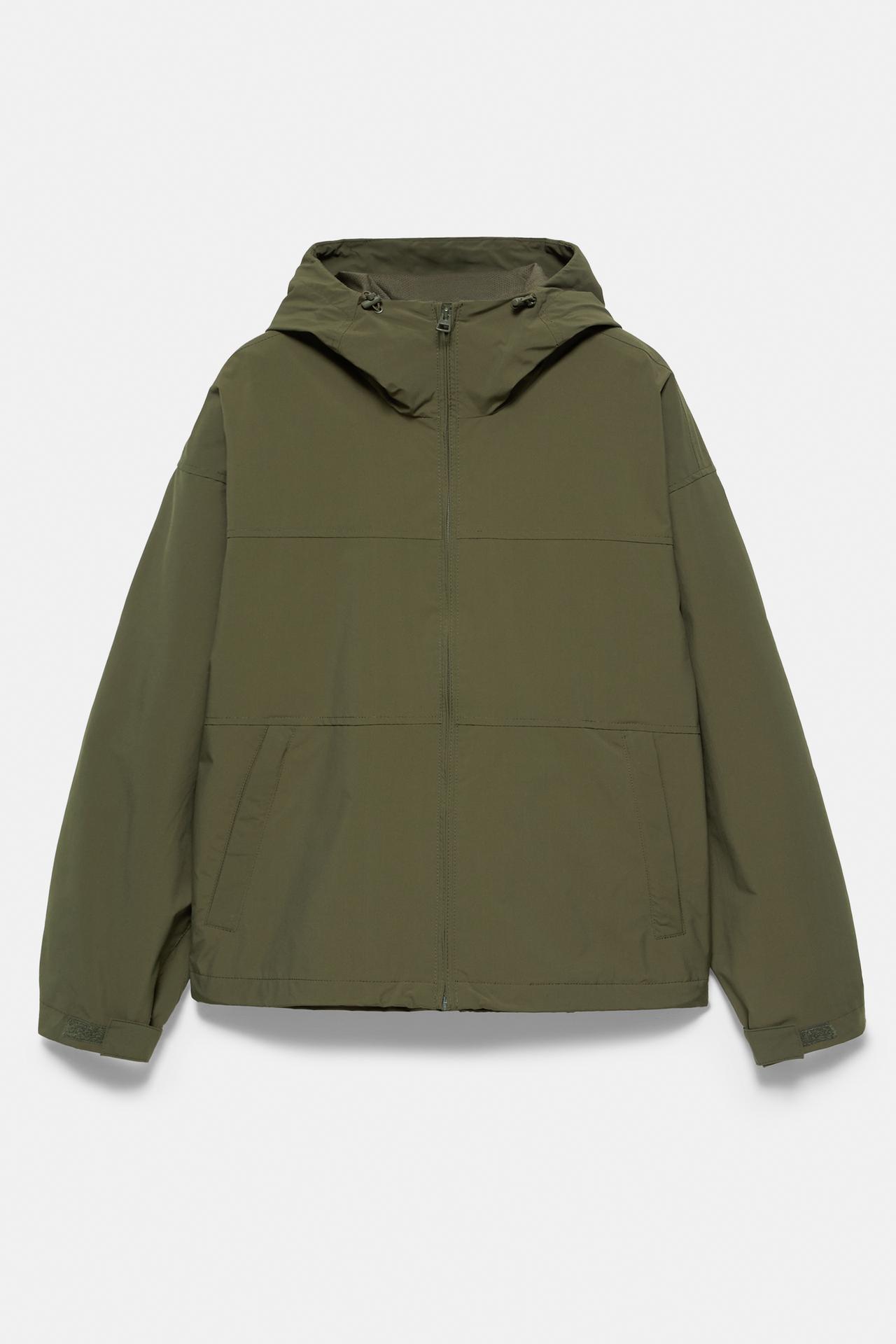 Lightweight hooded raincoat — Khaki