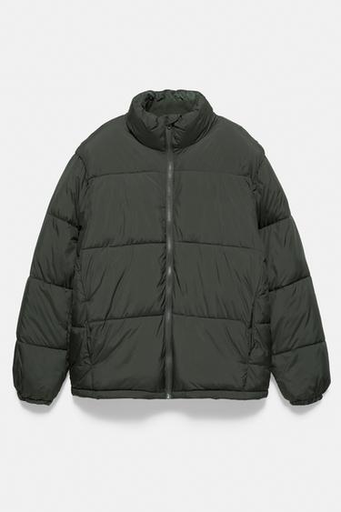 High neck puffer jacket — Green marl 6