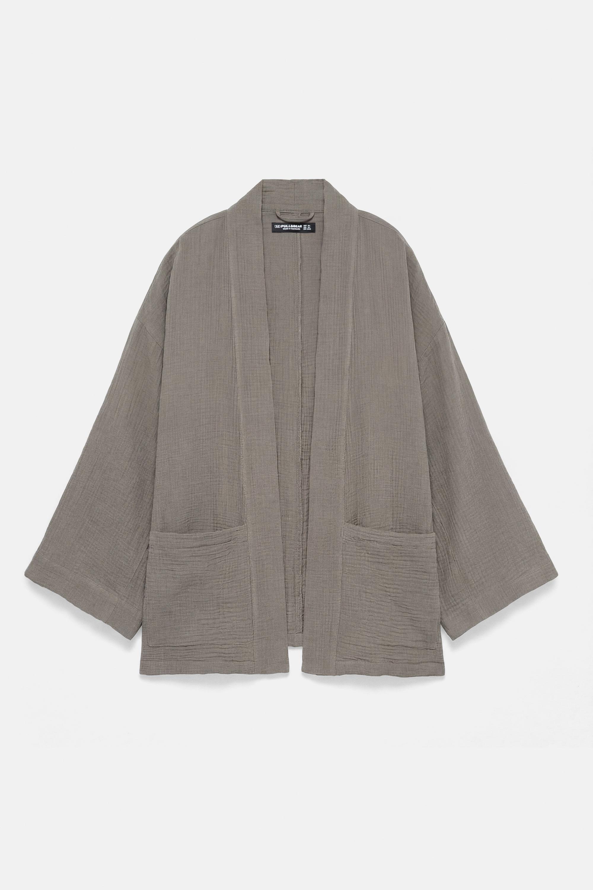 Crepe kimono — Dark khaki