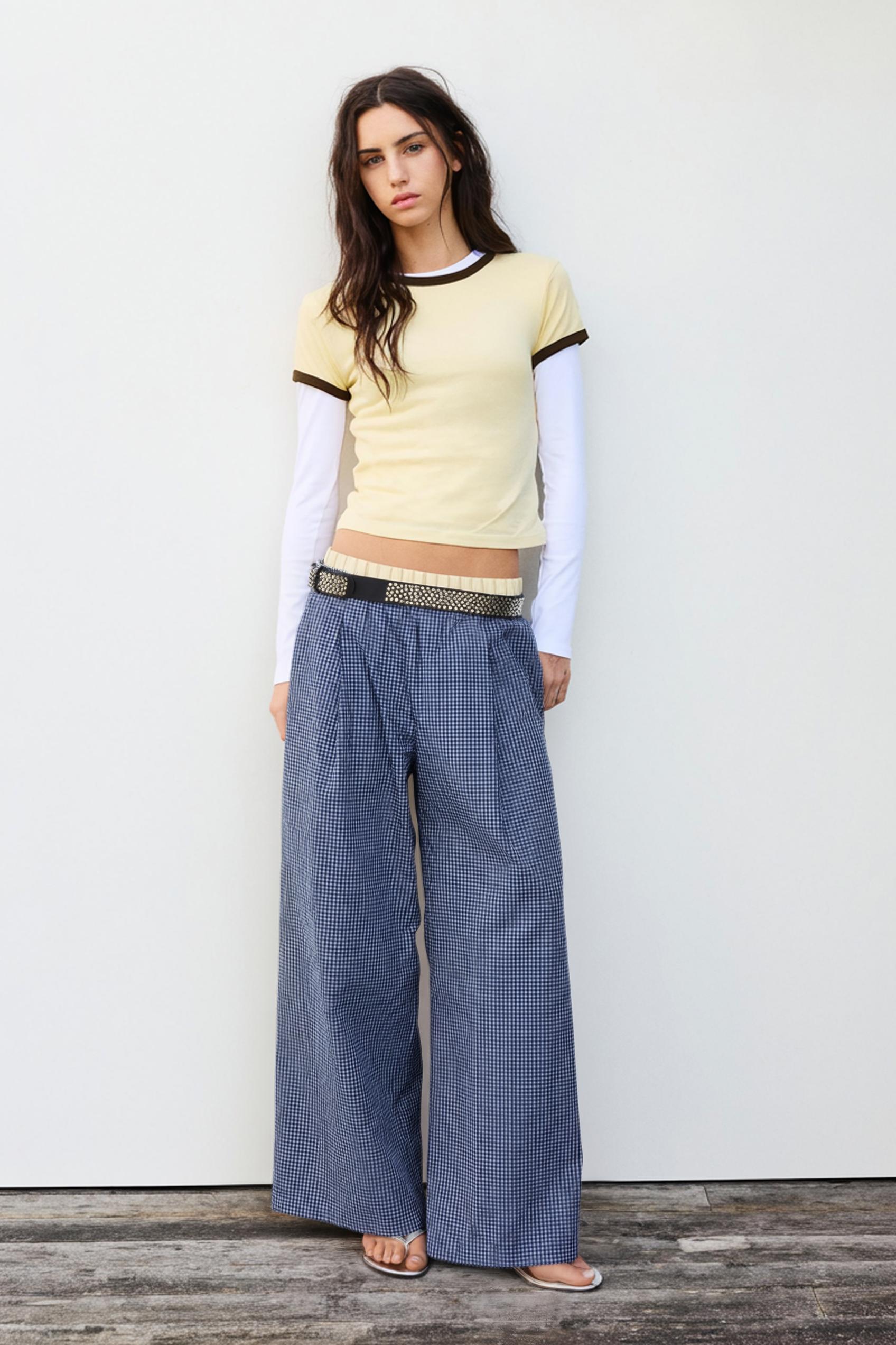 Short sleeve ribbed T-shirt — Yellow