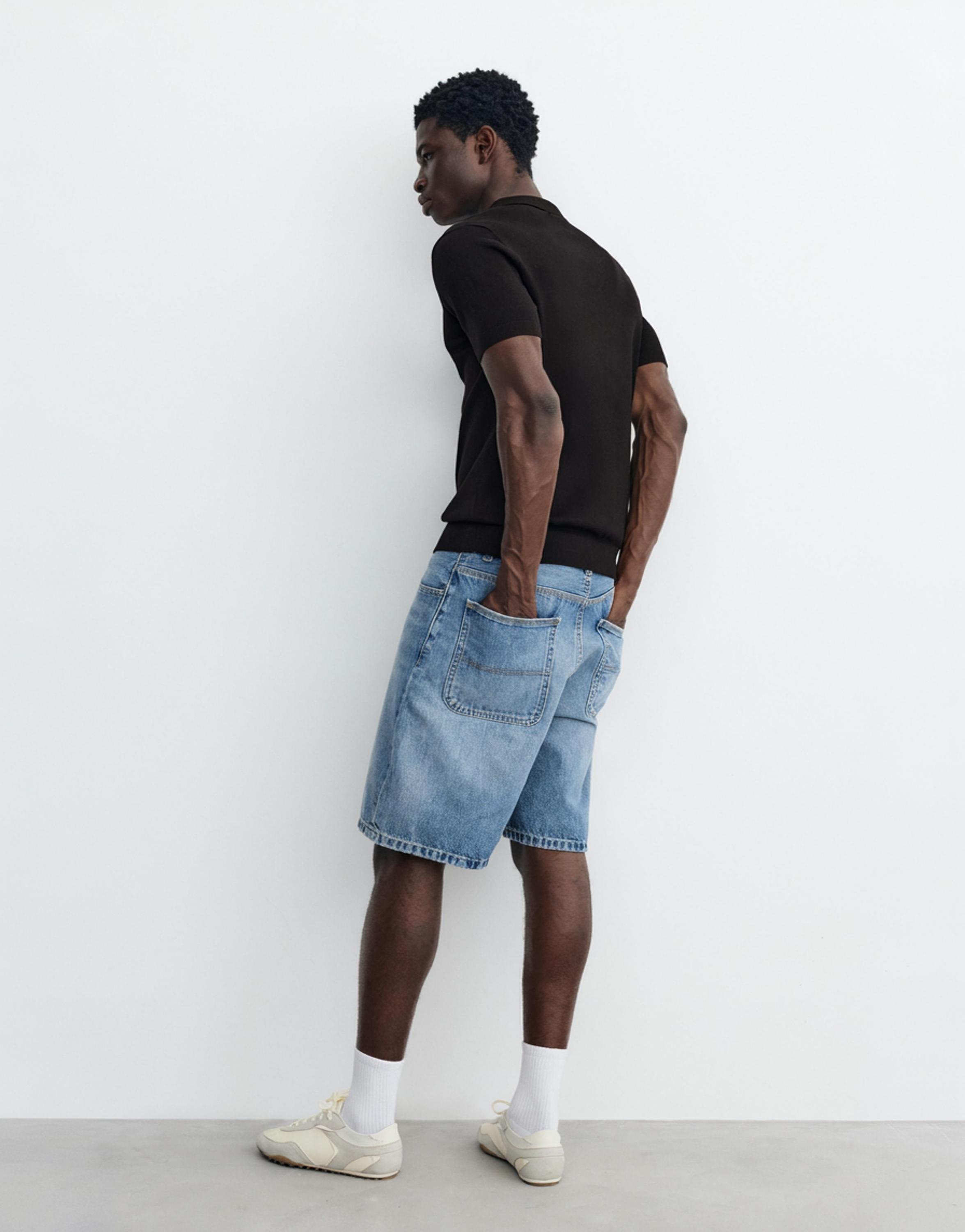 Short sleeve knit polo shirt — Black