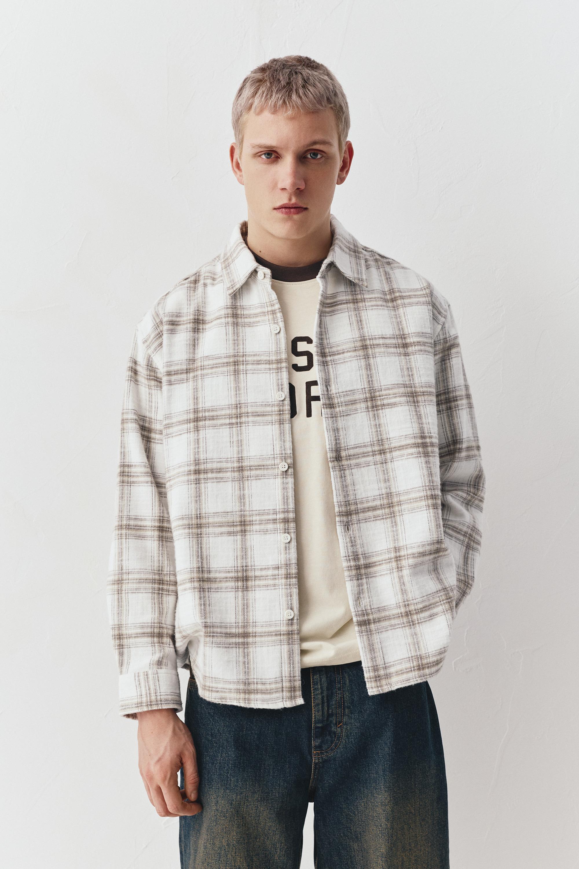 Kareli uzun kollu gömlek - Görsel 7