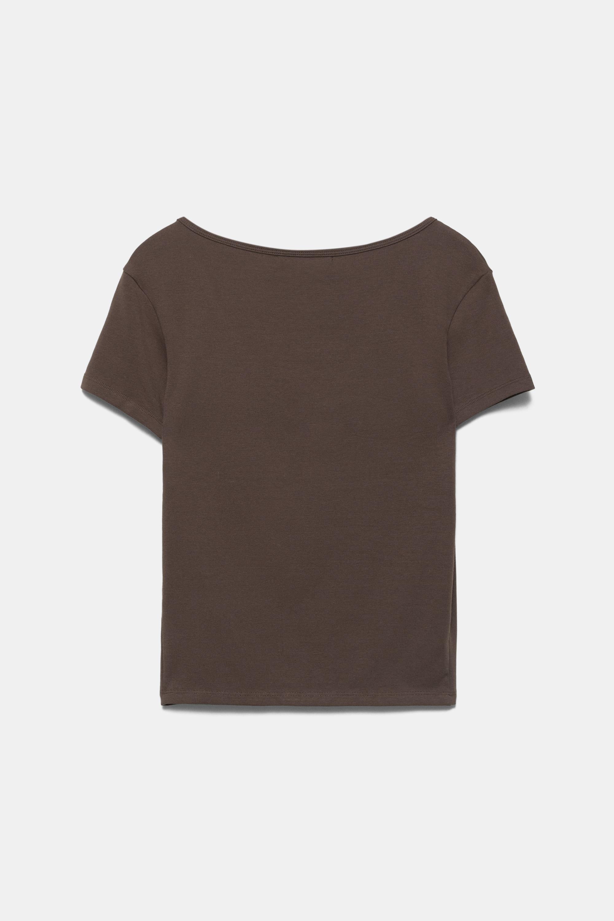 V-neck T-shirt — Brown