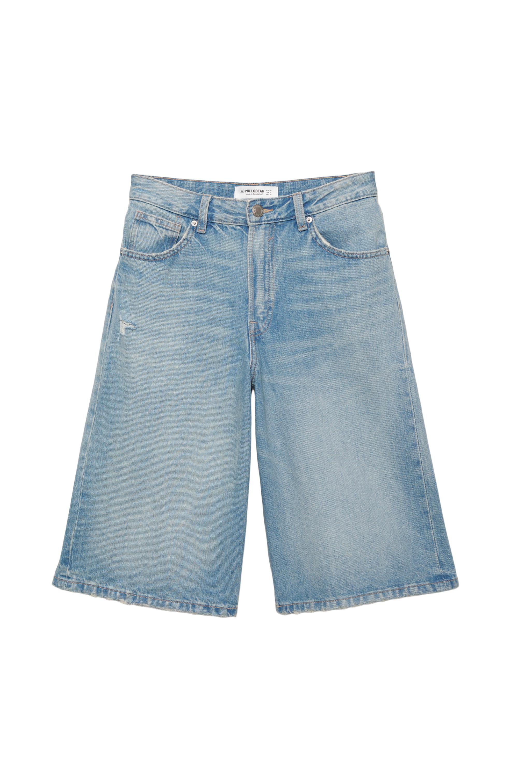 Düşük bel denim şort - Görsel 19