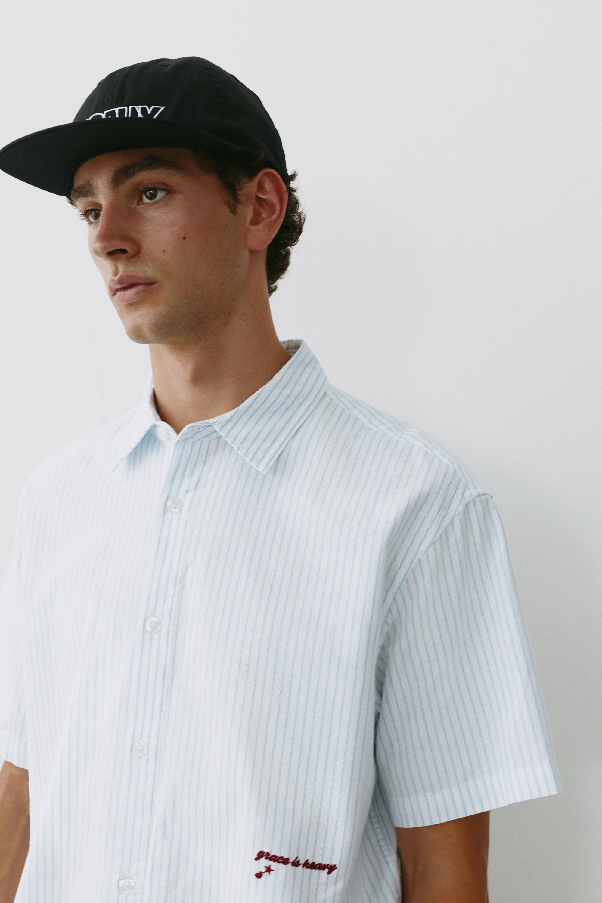 Striped short sleeve shirt — Pale ecru