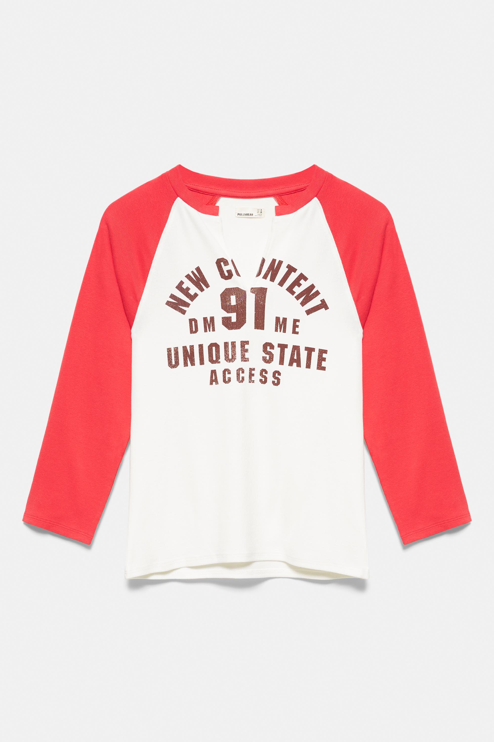 Graphic raglan sleeve T-shirt — White/Red