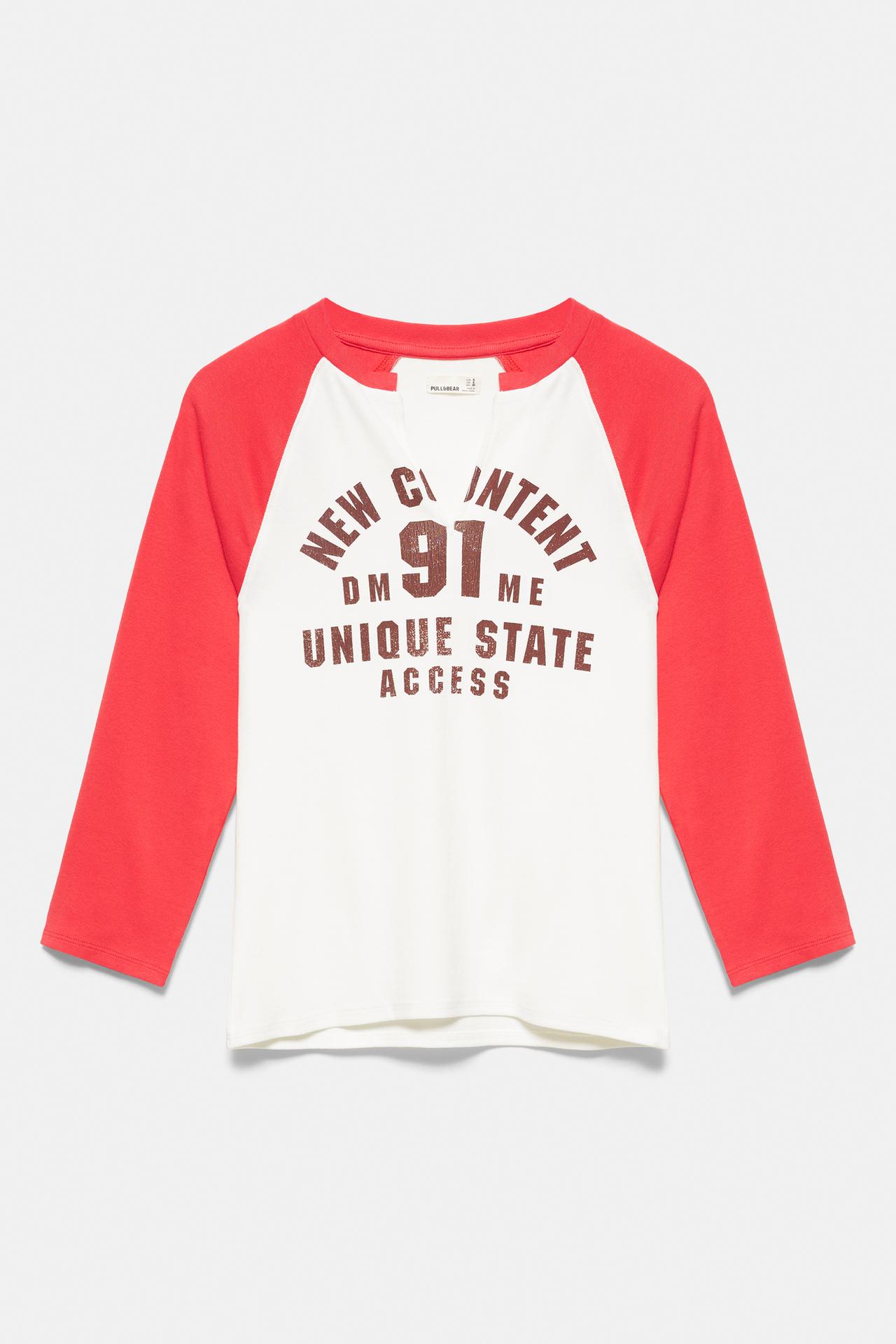 Graphic raglan sleeve T-shirt — White/Red