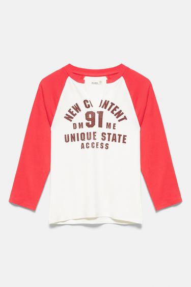 Graphic raglan sleeve T-shirt — White/Red 4