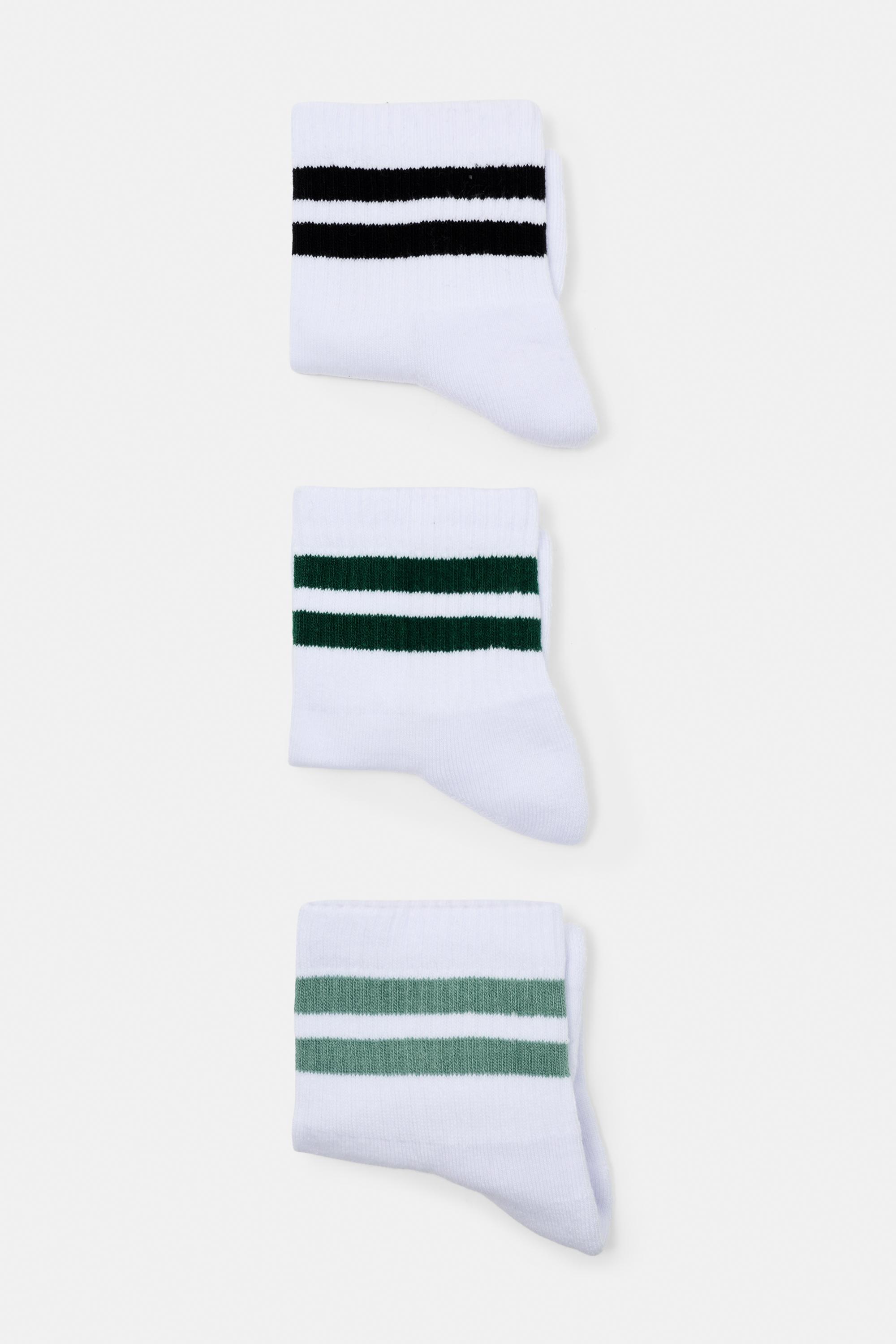 Pack of 3 pairs of striped socks — Bluish green