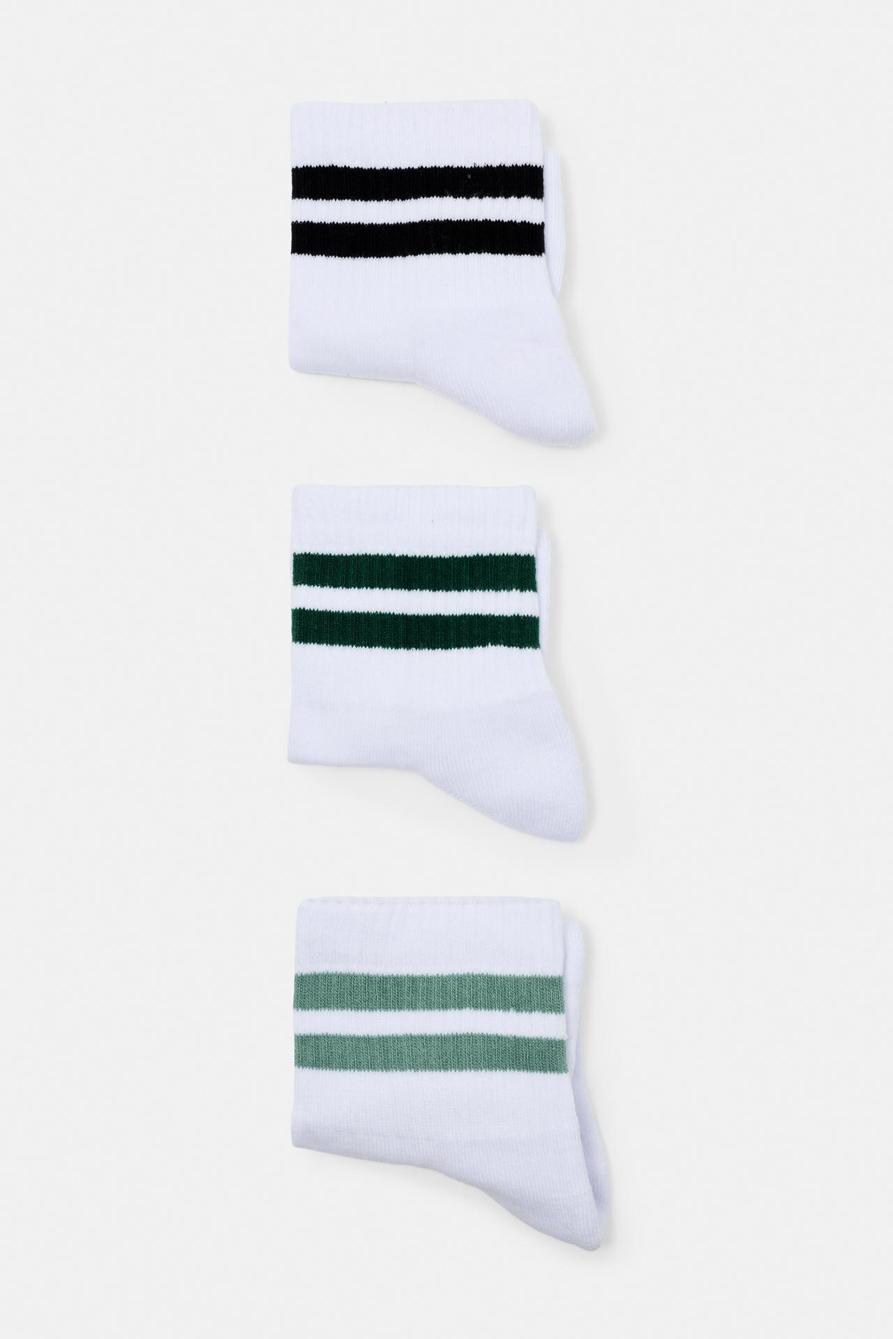 Pack of 3 pairs of striped socks — Bluish green
