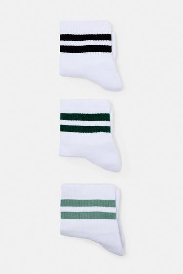 Pack of 3 pairs of striped socks — Bluish green 3