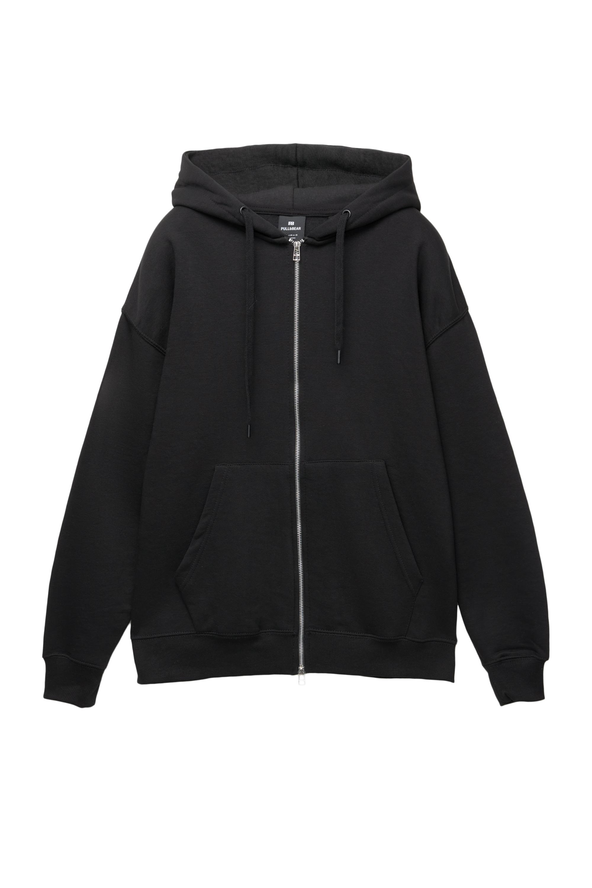 Basic kapüşonlu fermuarlı sweatshirt - Görsel 24