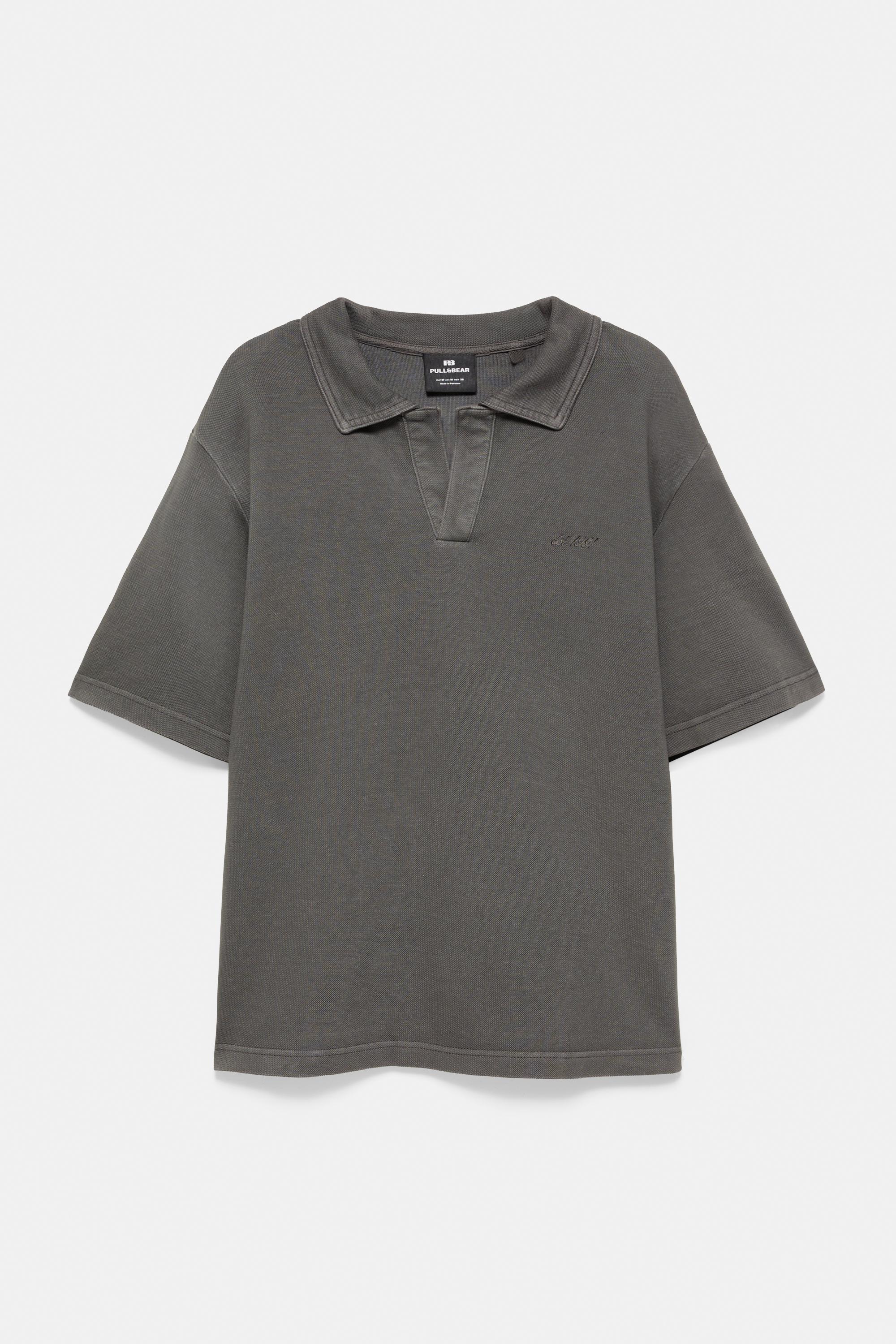 Kısa kollu dokulu polo t-shirt - Görsel 21