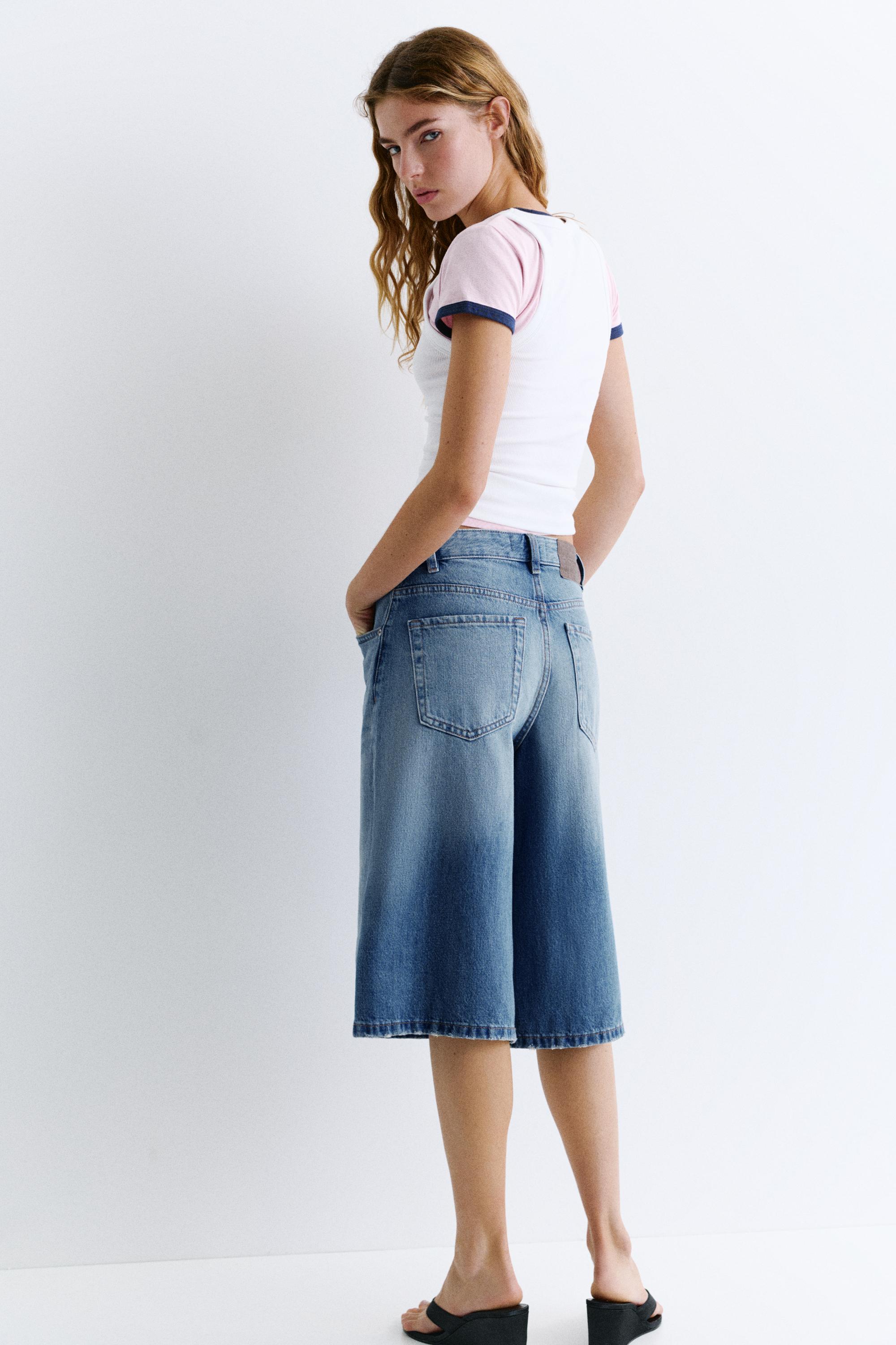 Low-rise denim jorts — Dark blue
