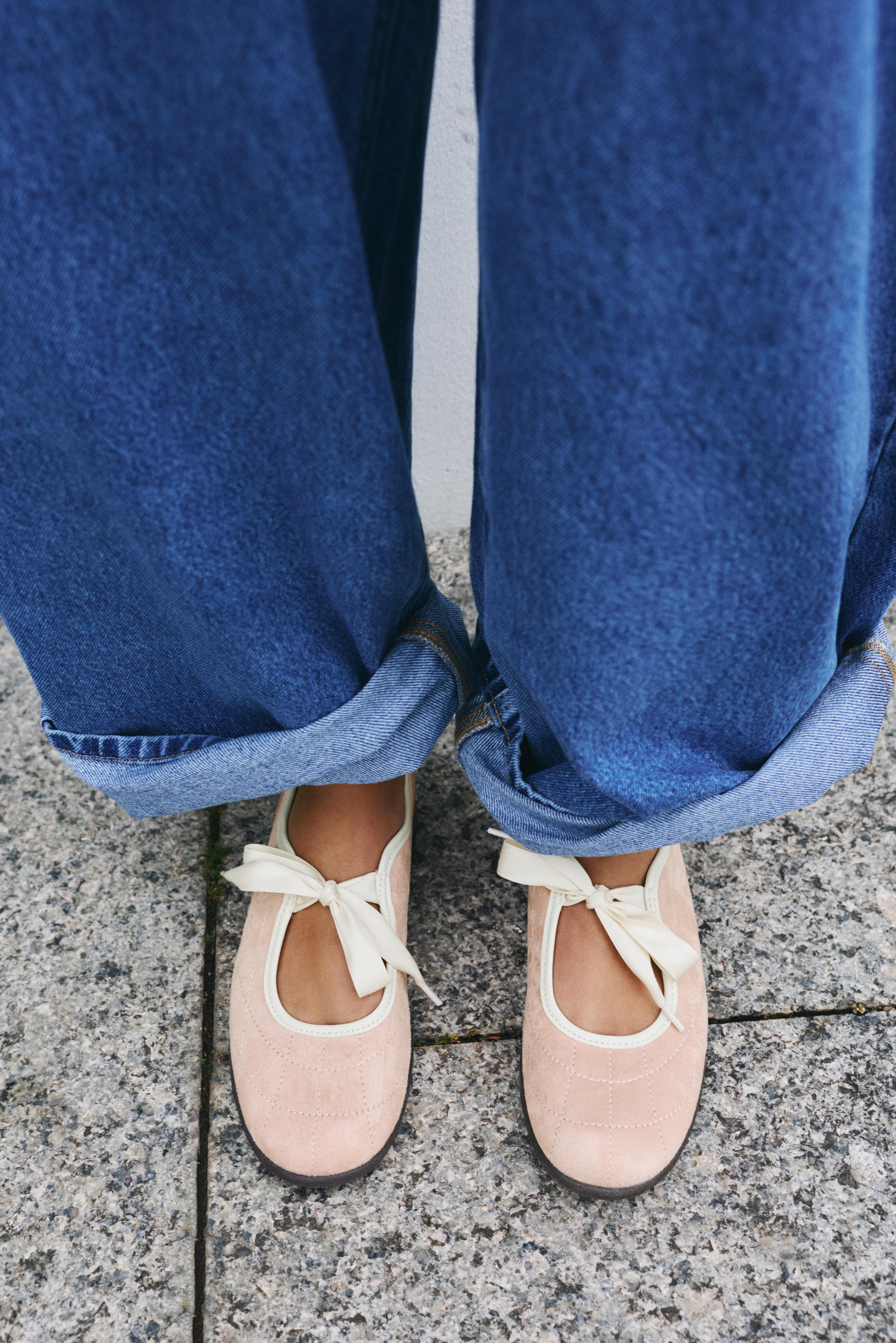 Sporty bow ballerinas — Pink