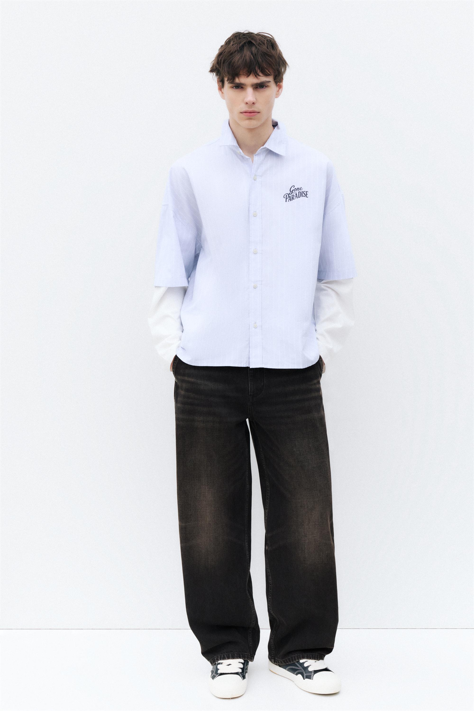 100% cotton barrel jeans — Faded black