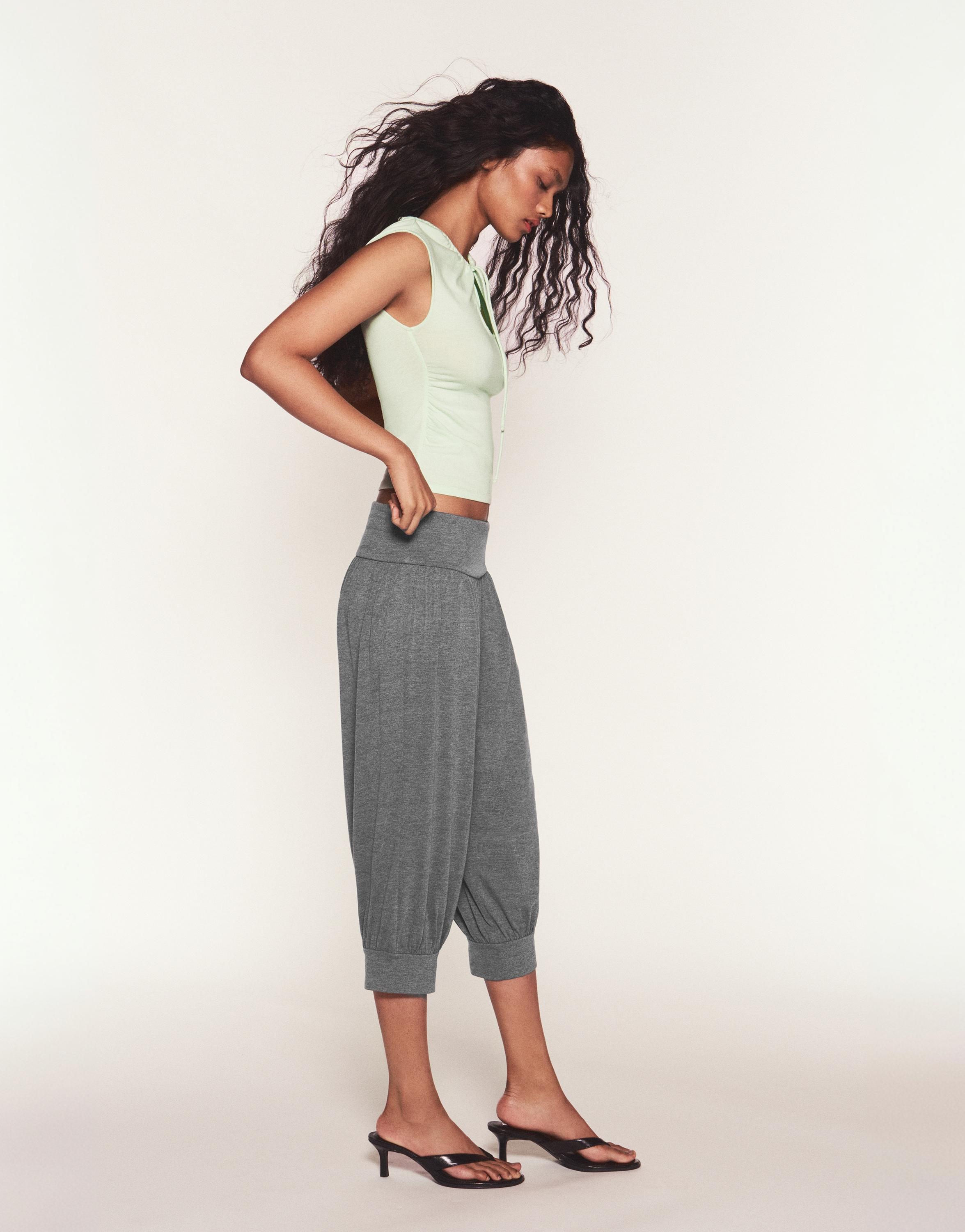 Tie-neck top — Pale green