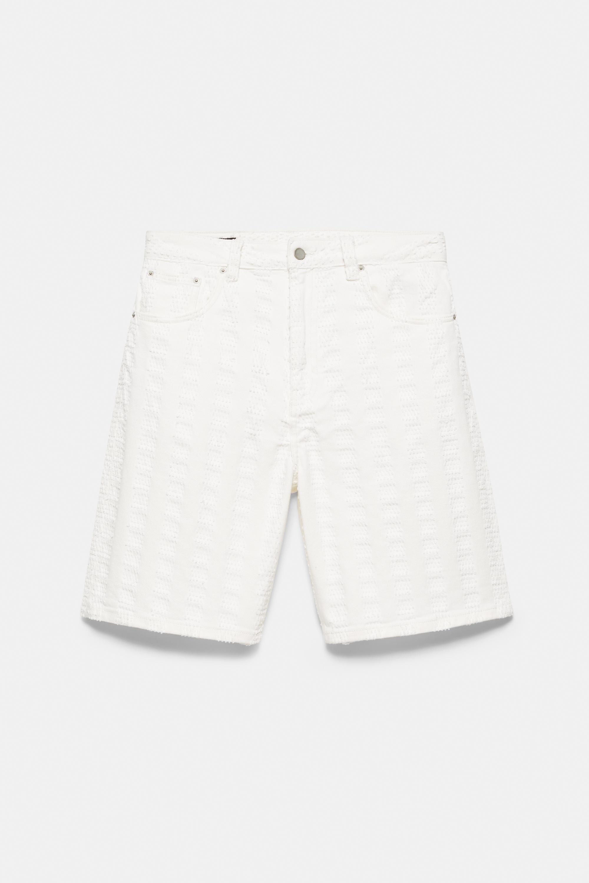 Jacquard denim Bermuda shorts — Ecru