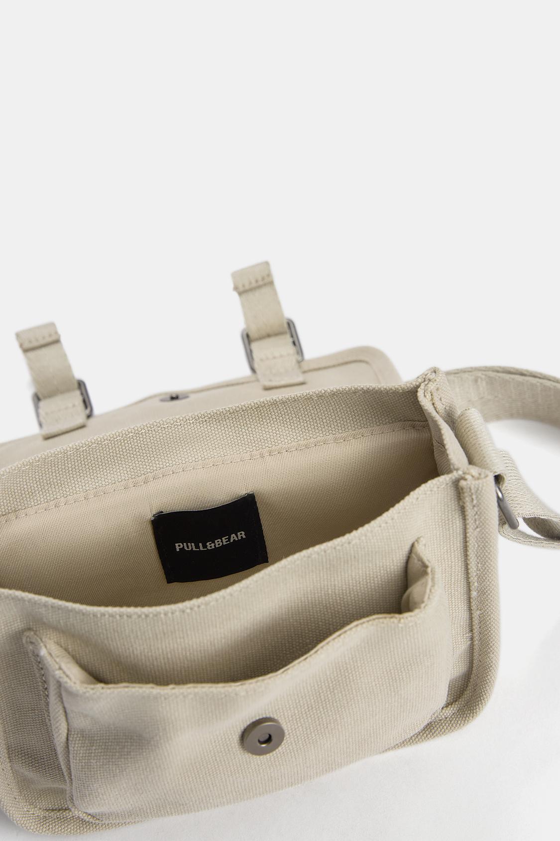 Mini canvas crossbody bag with flap - pull&bear