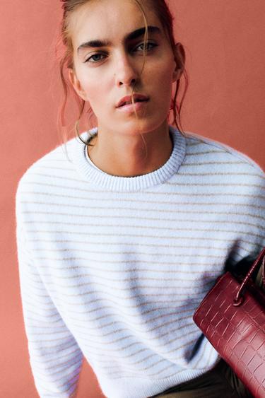 Soft-touch boxy jumper — Blue marl 1