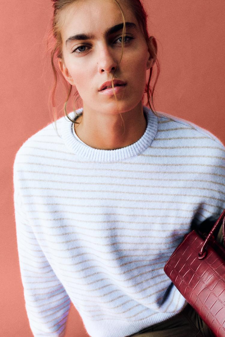 Soft-touch boxy jumper — Blue marl