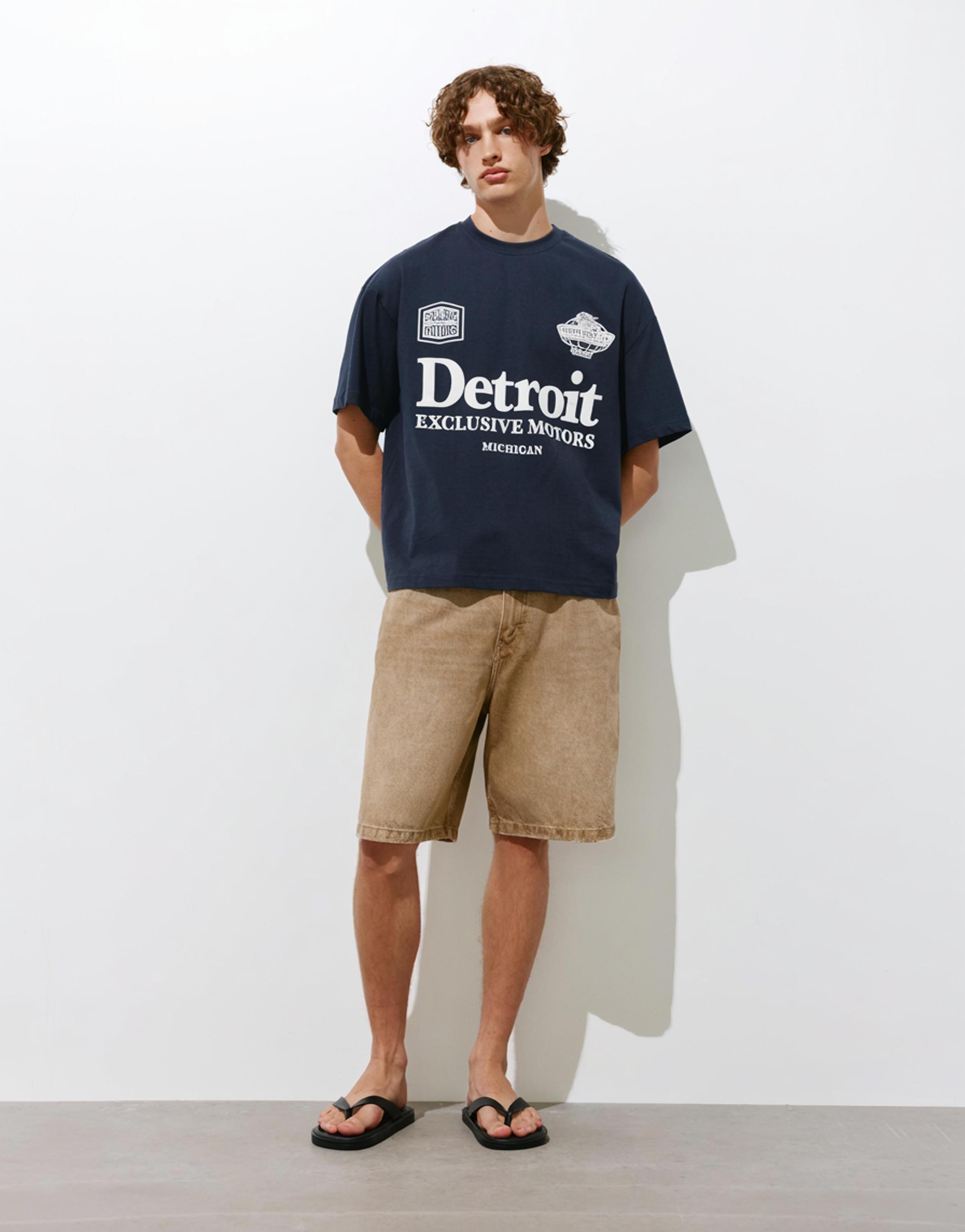 Boxy Detroit T-shirt — Dark navy