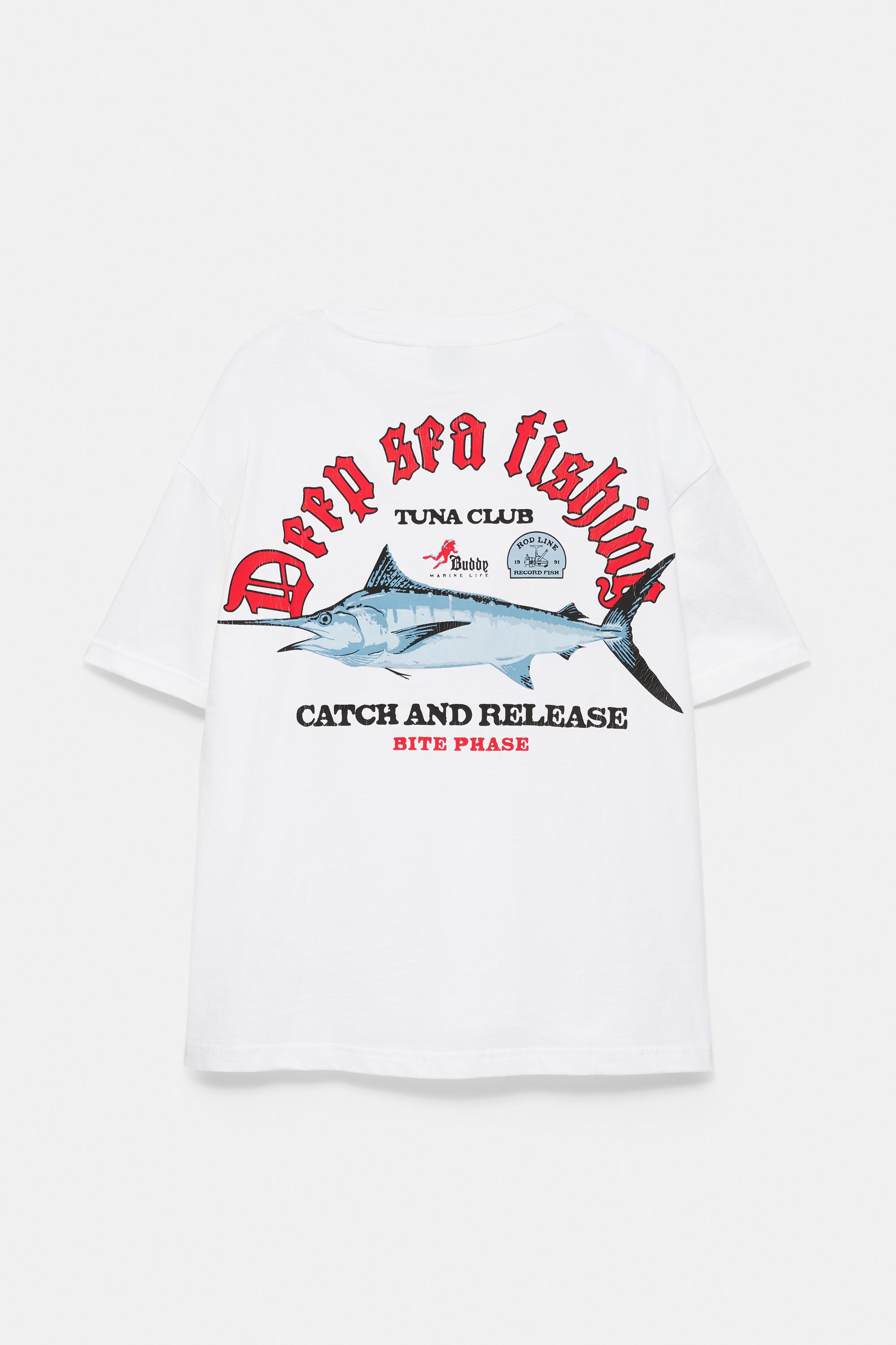 Balık grafik baskılı t-shirt - Görsel 4