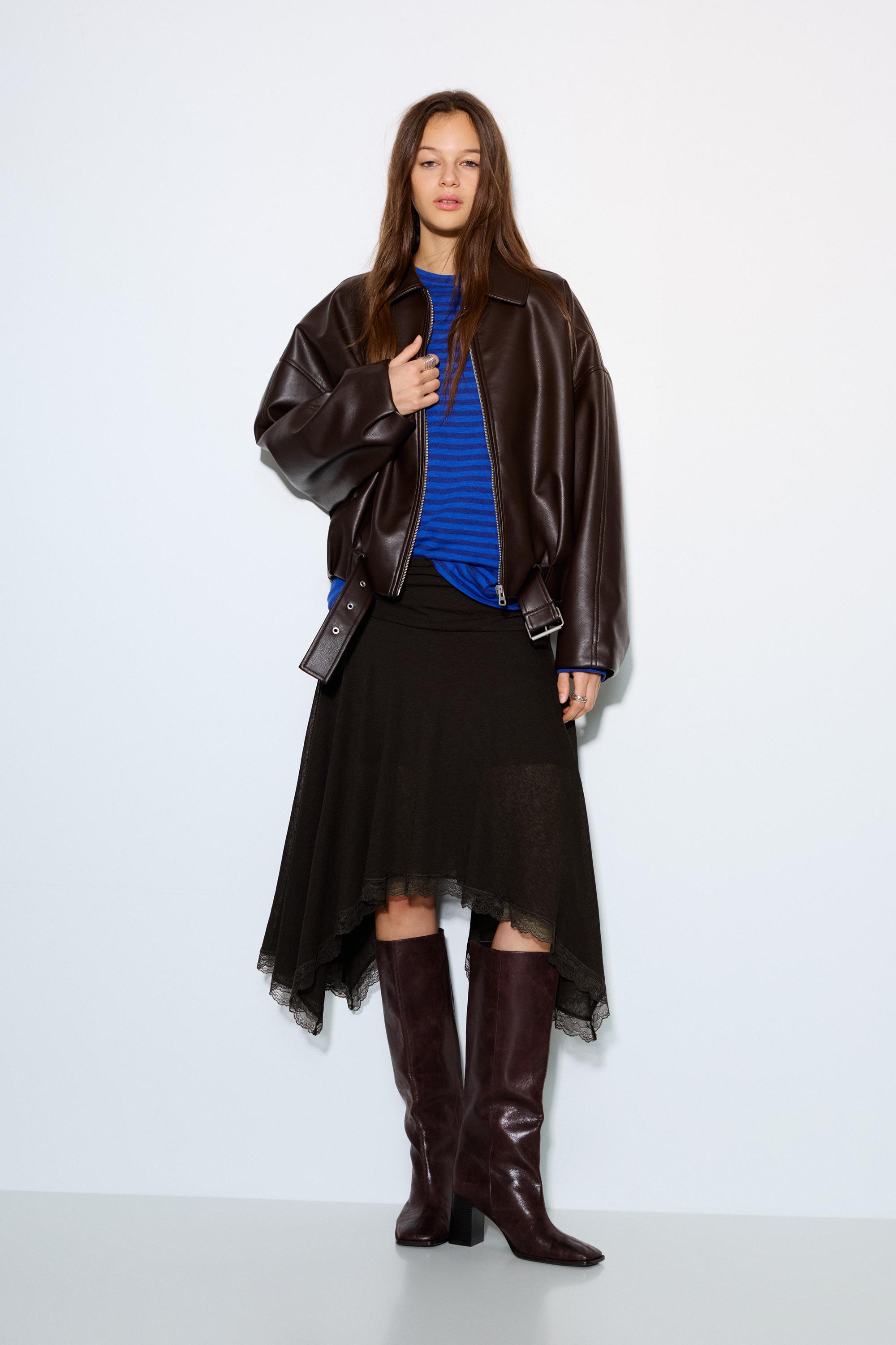 Asimetrik dantelli midi etek - Görsel 28