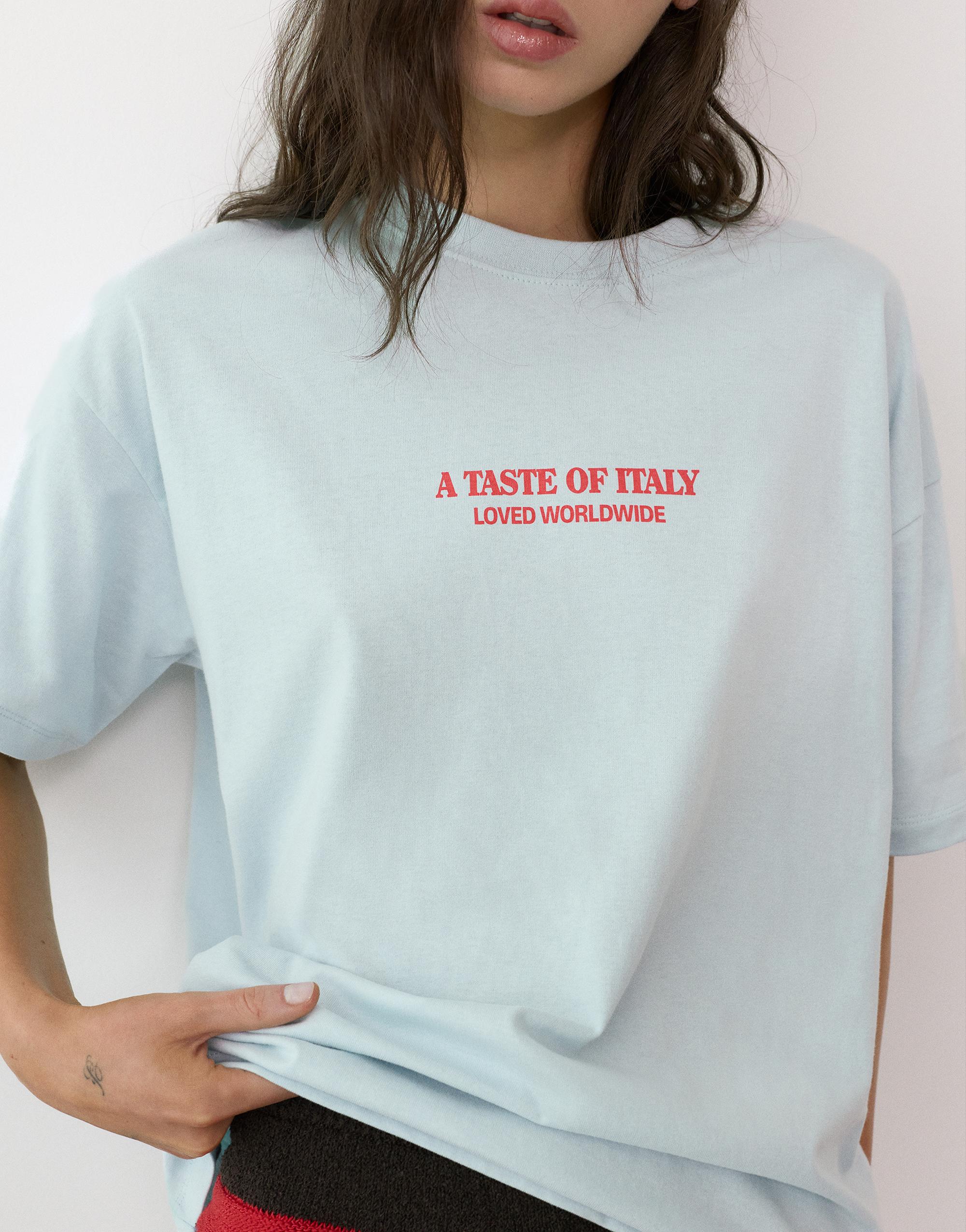 Oversize tomato graphic T-shirt — Pale turquoise