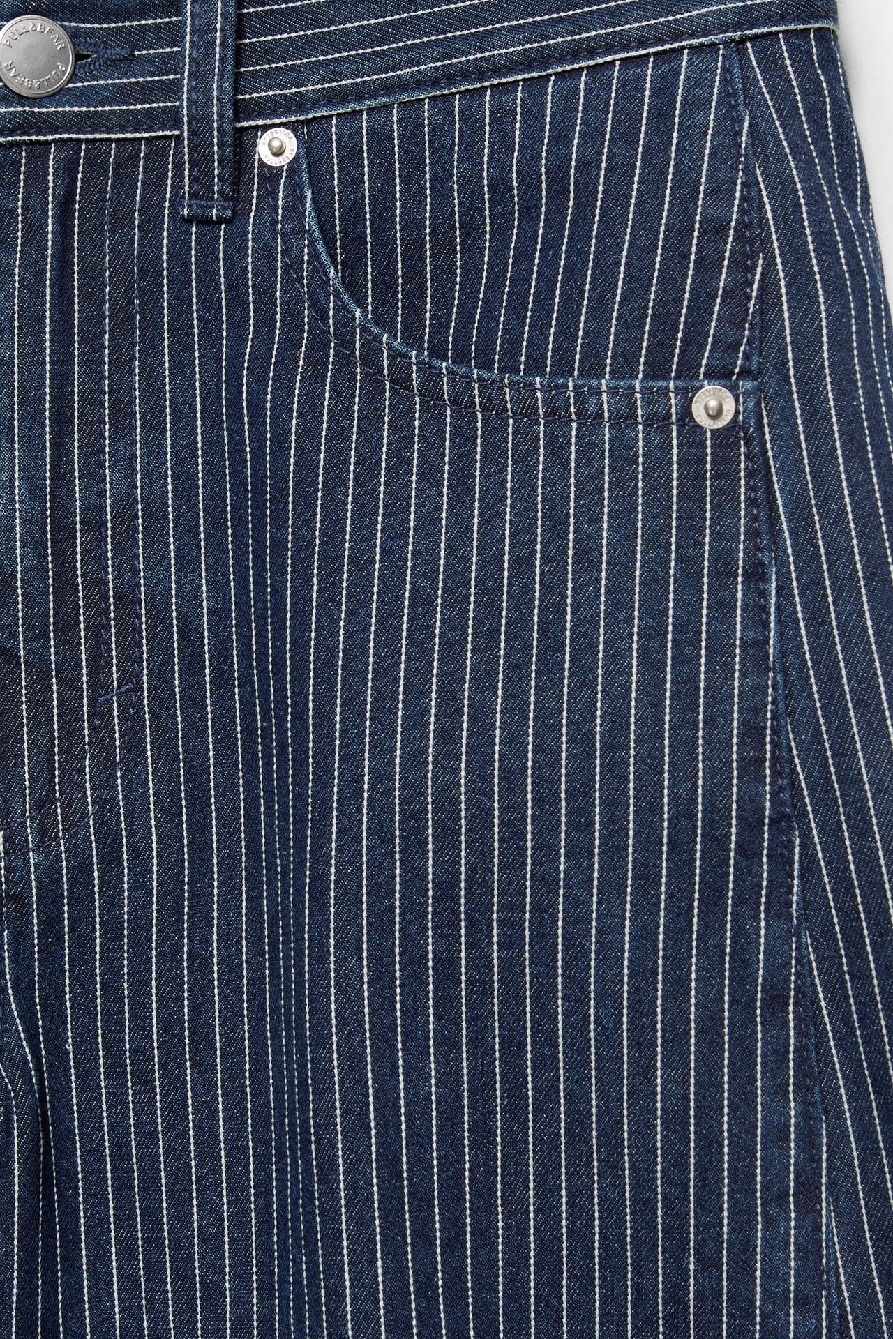 Striped balloon jeans with seams — Medium blue
