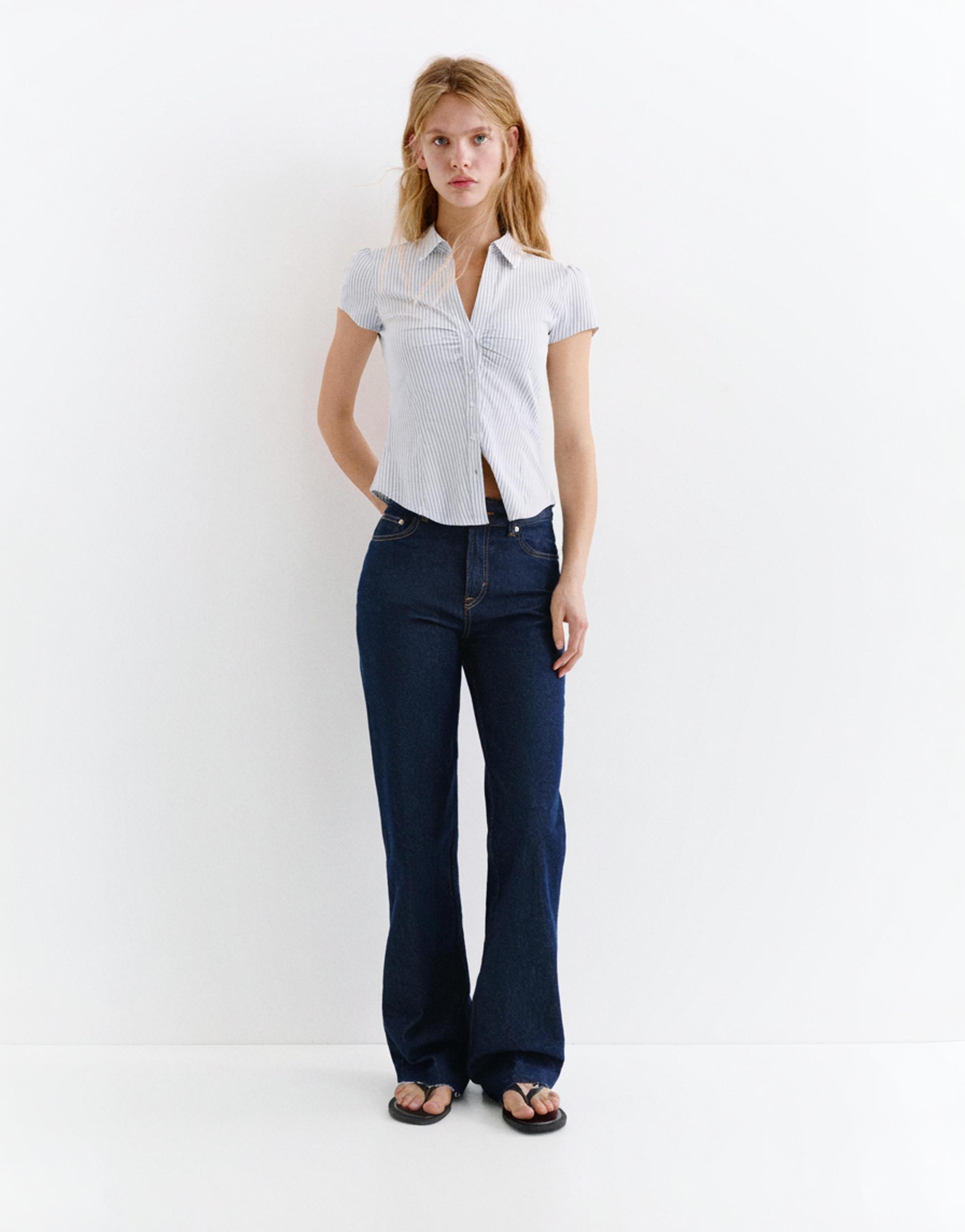 Slim fit short sleeve shirt — Blue/White
