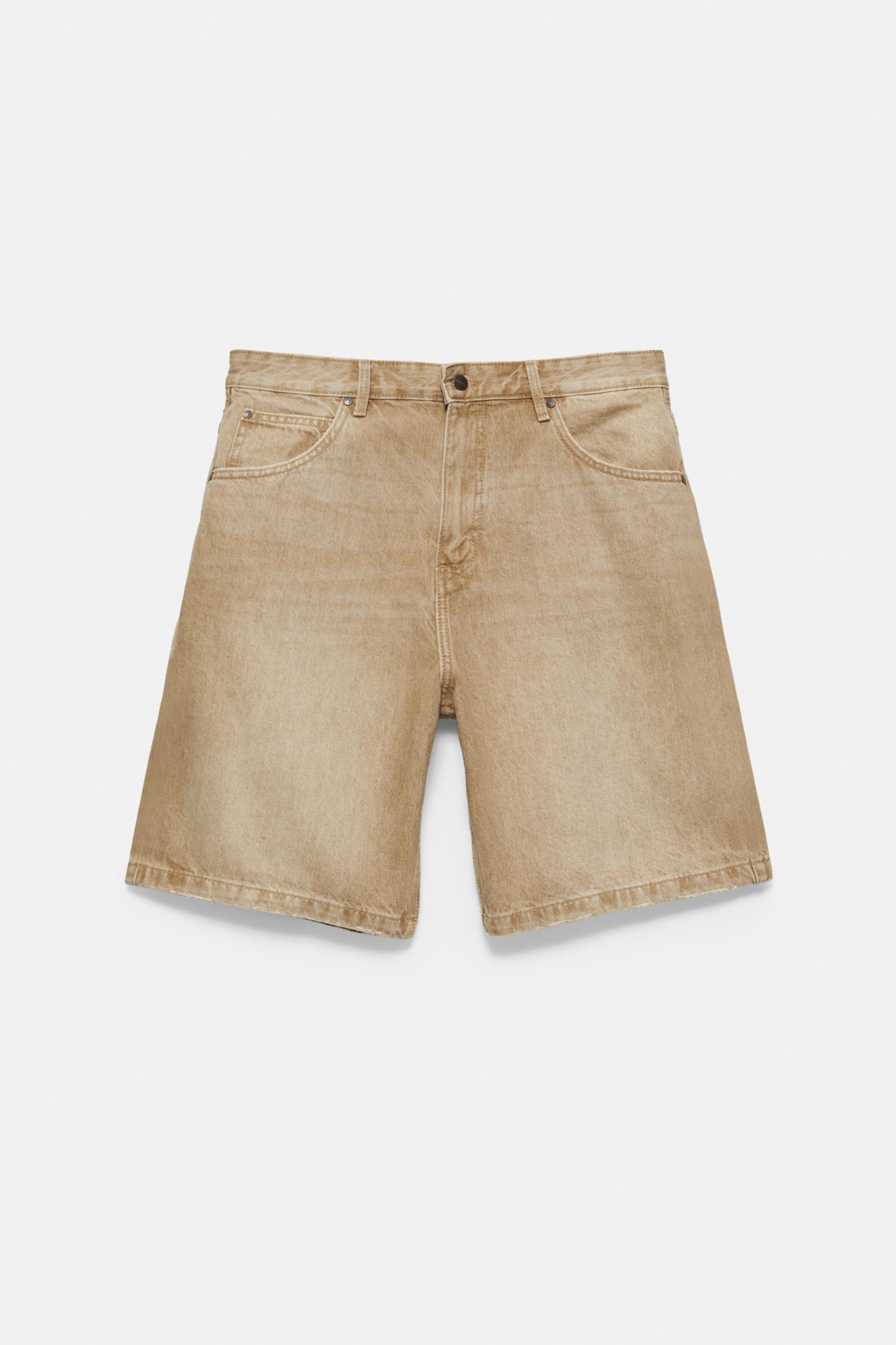 Baggy denim Bermuda shorts — Medium ecru