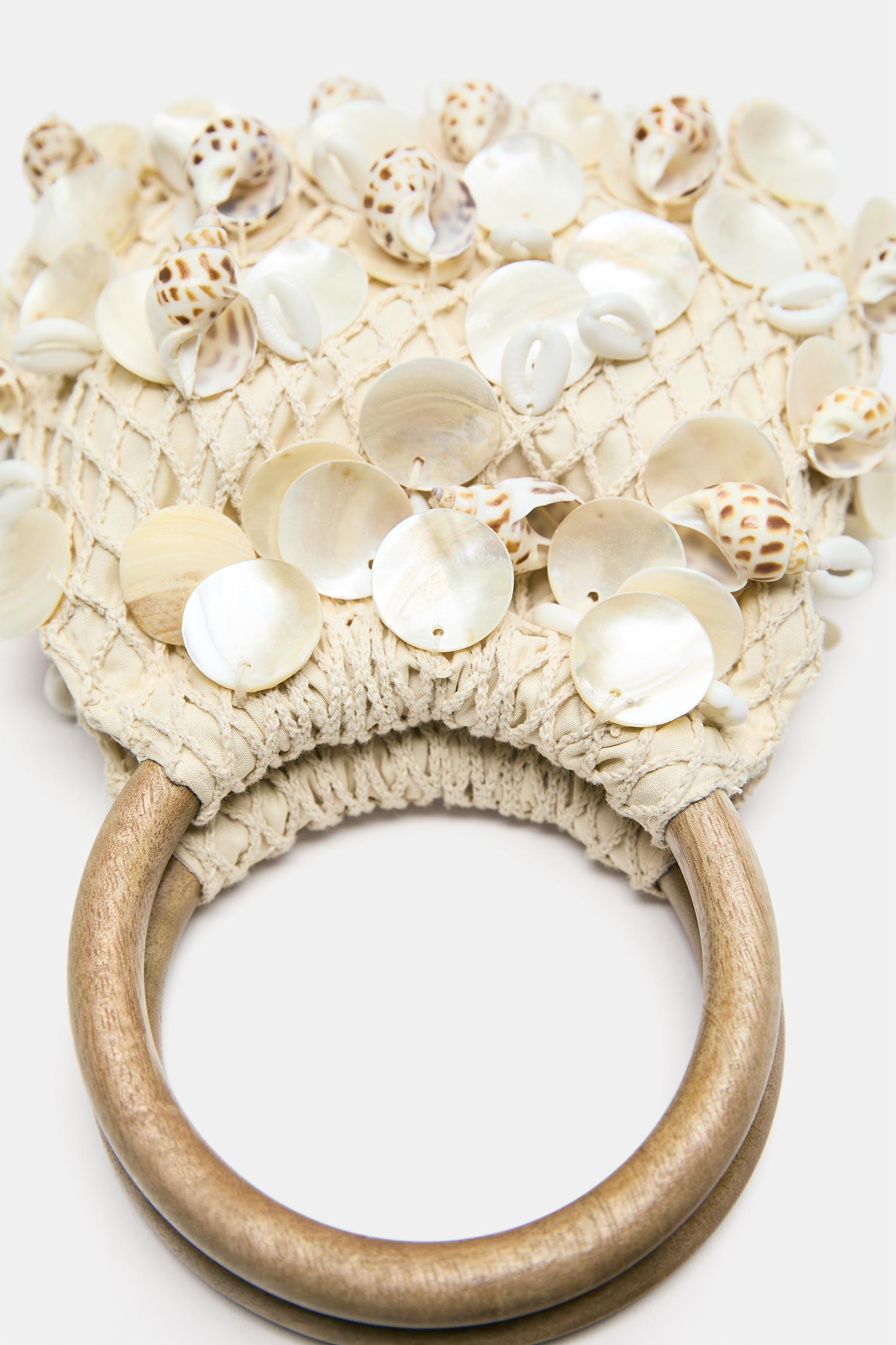 Beaded handbag — Ecru