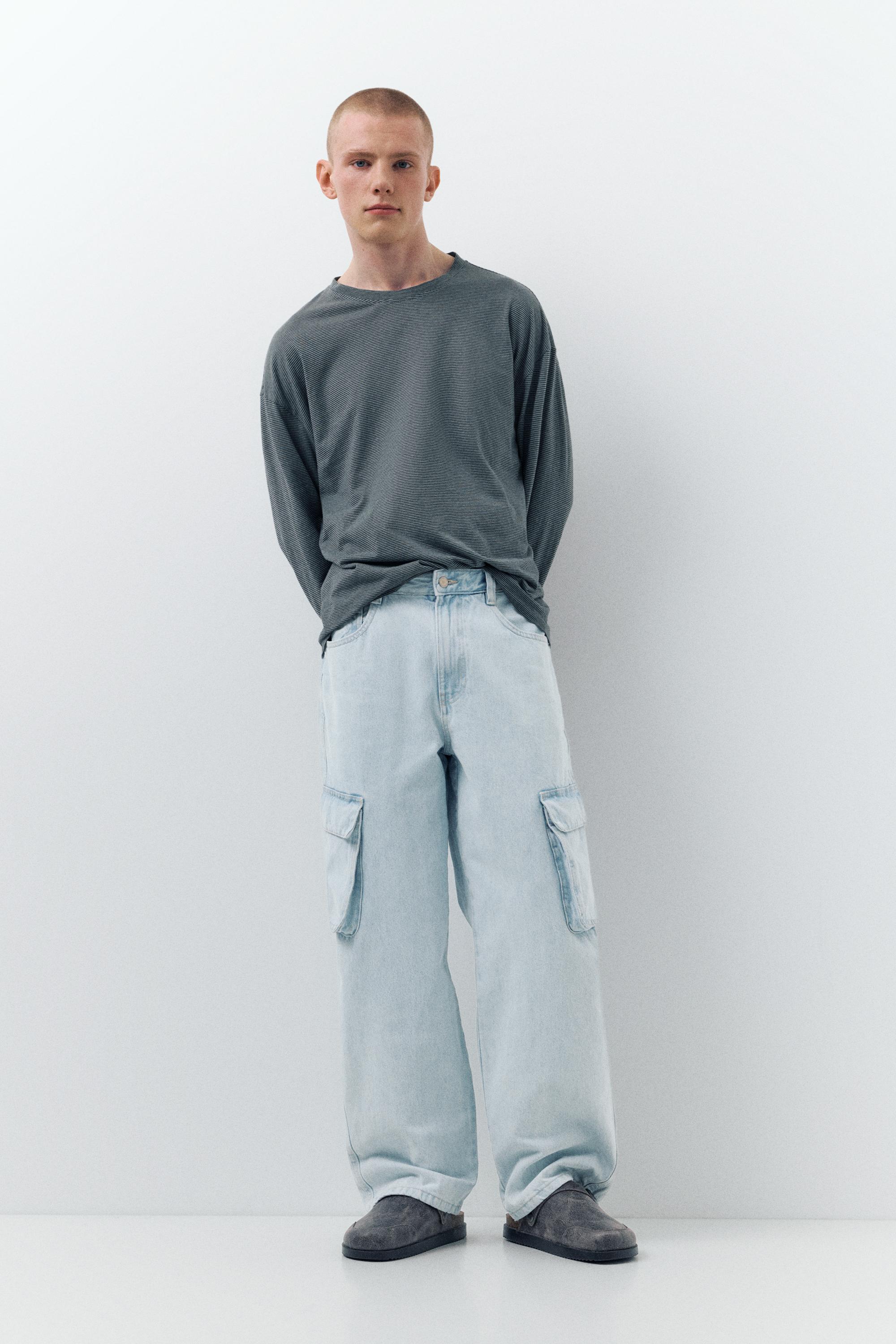 Baggy cargo jeans — Pale blue