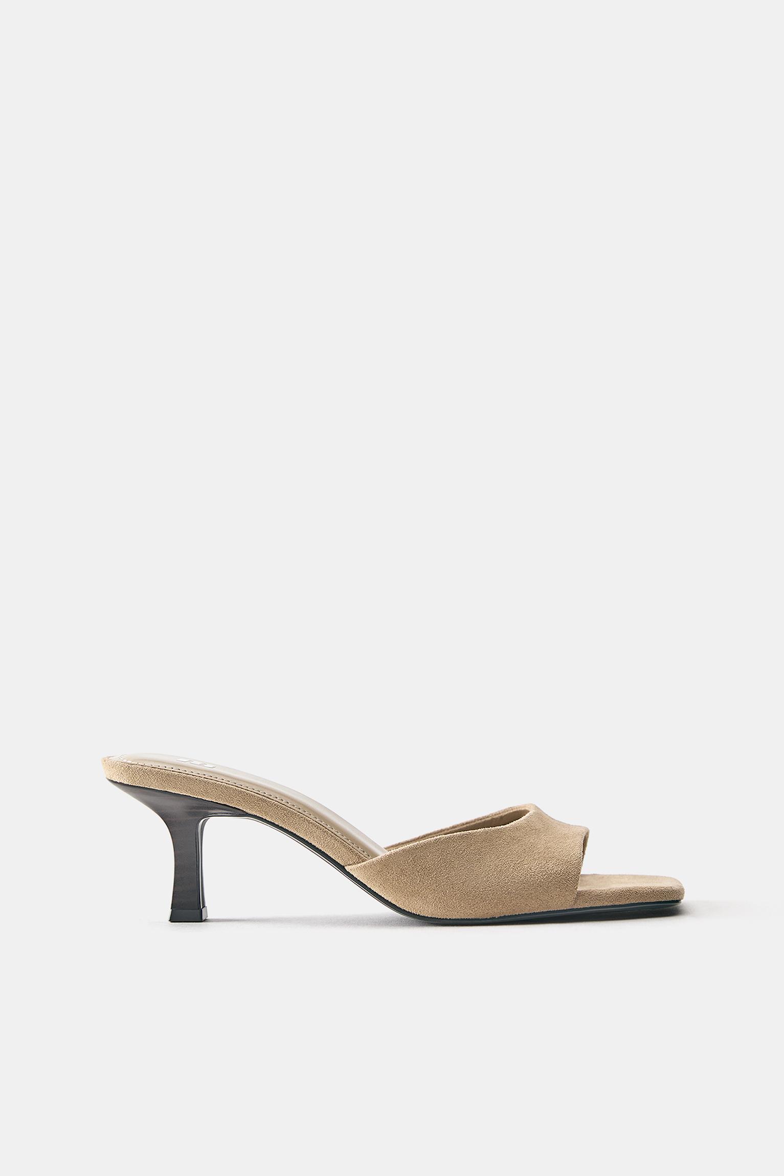 Heeled mule sandals — Sand