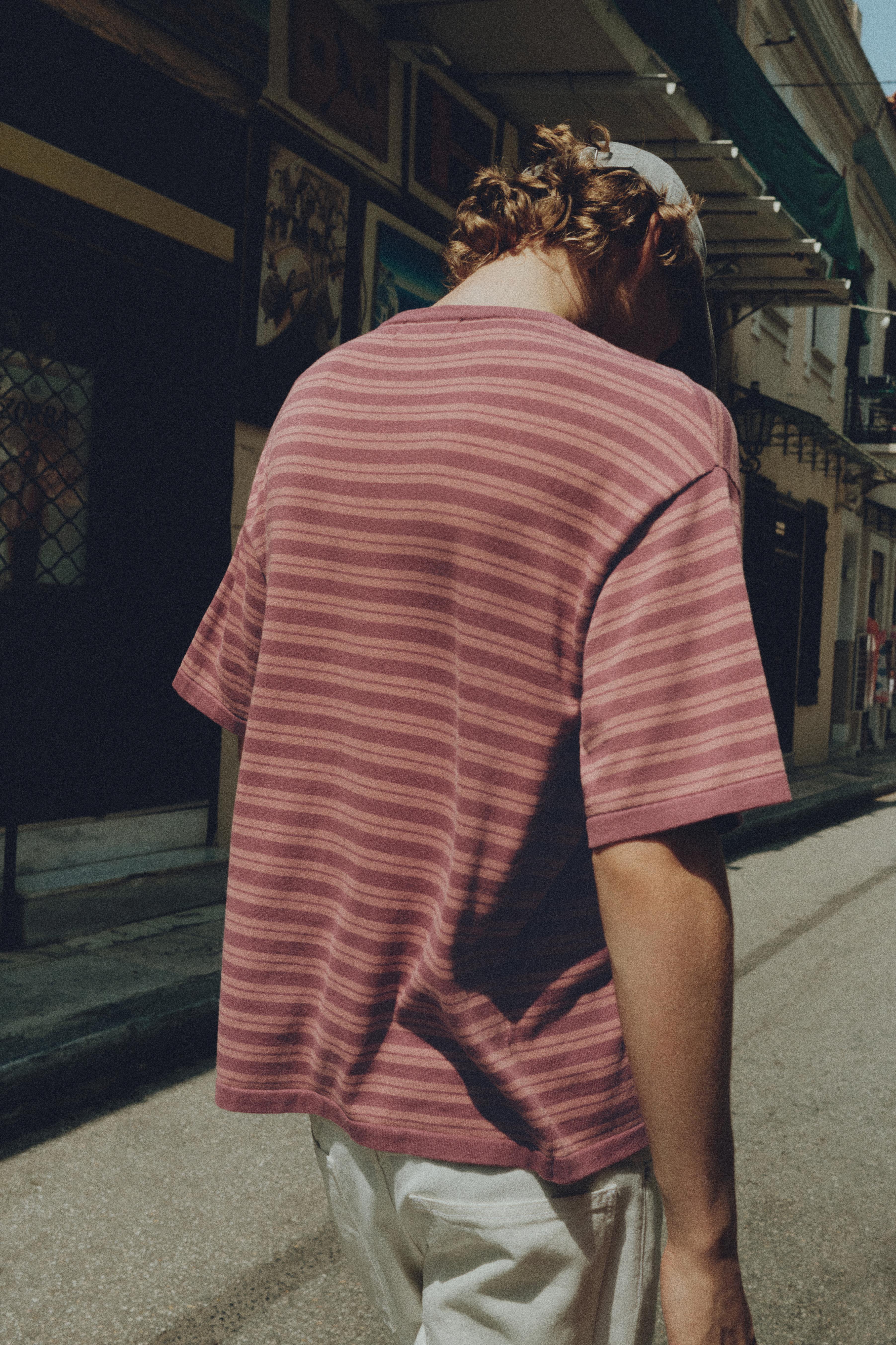 Striped knit T-shirt — Purple