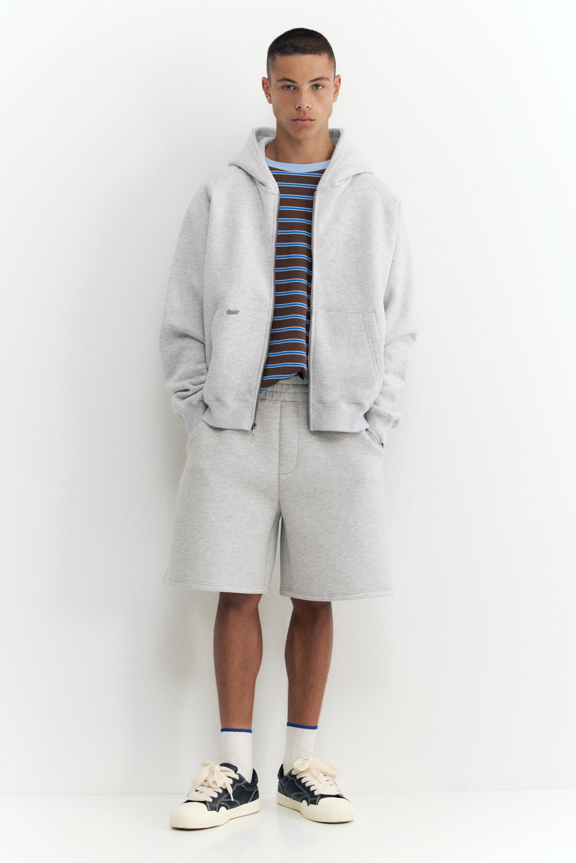 STWD zip-up hoodie — Grey marl