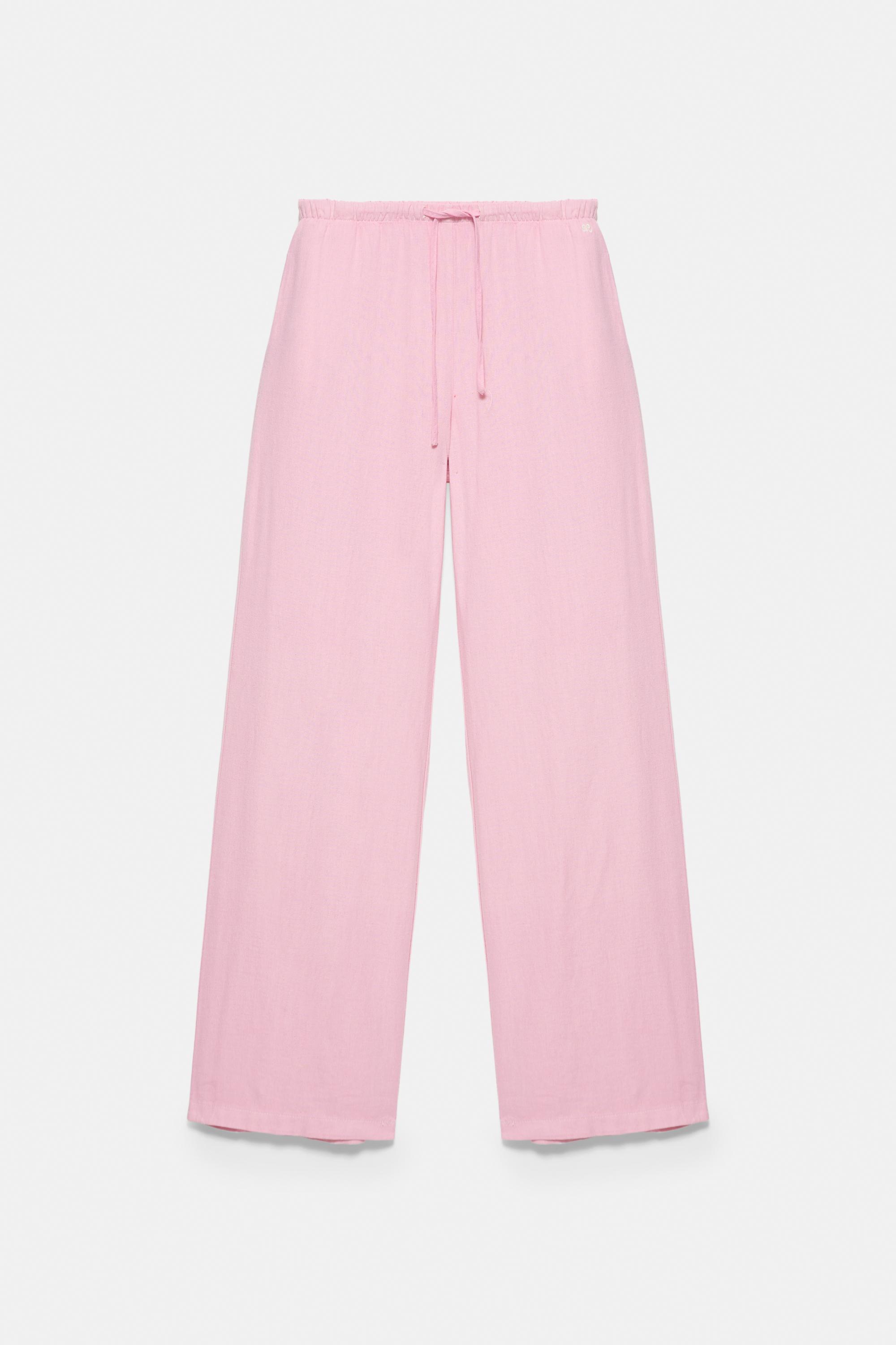 Linen blend joggers — Pink