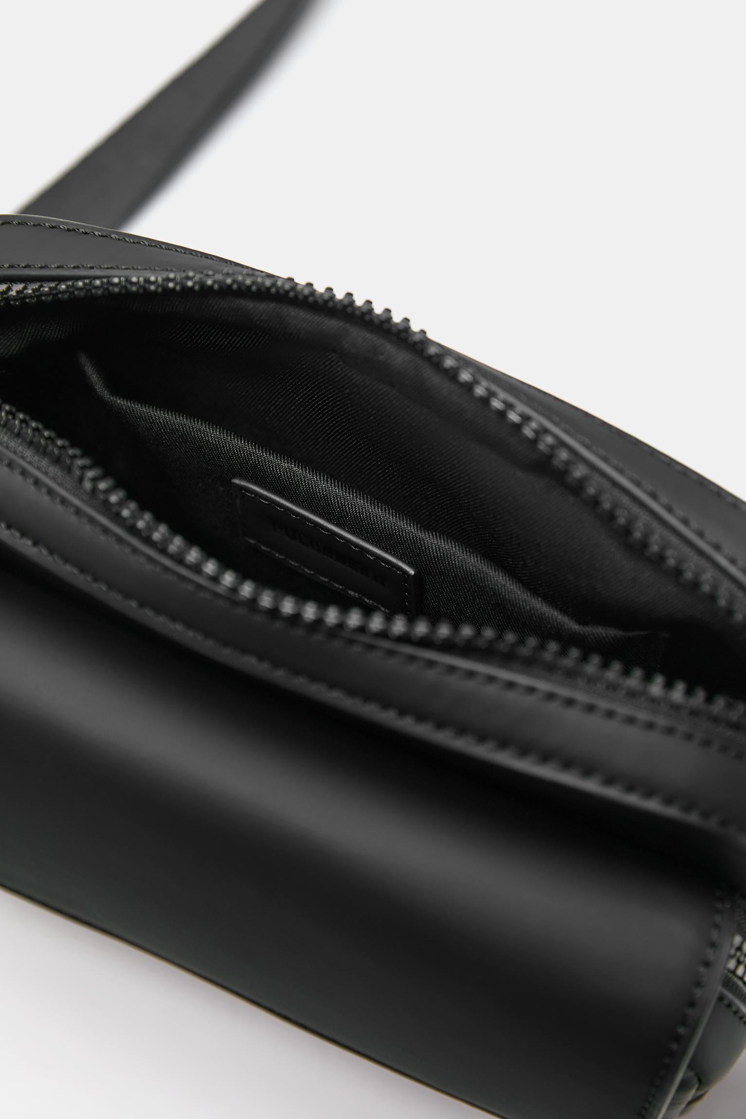 Rubberised crossbody bag — Black