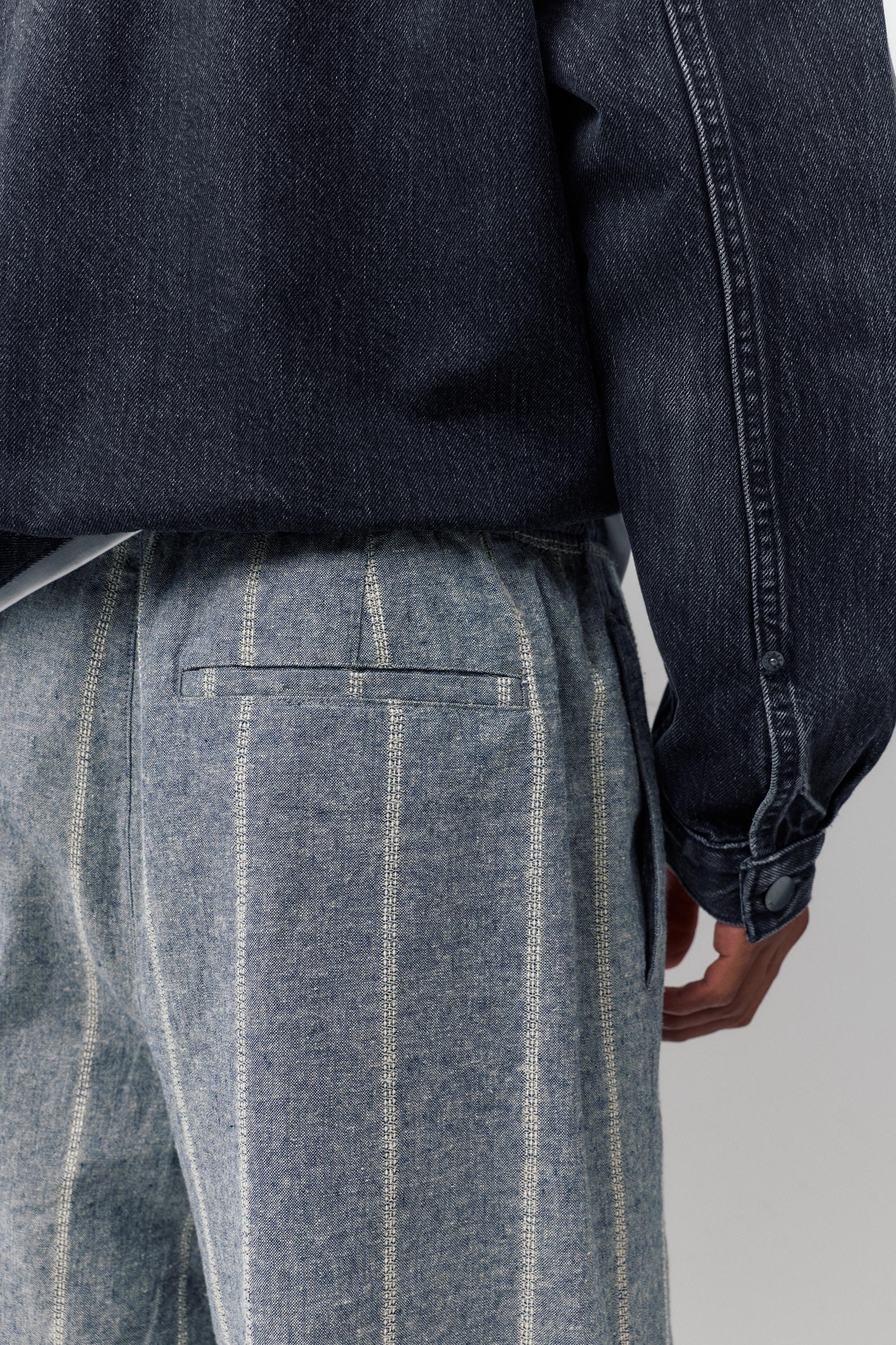 Linen blend jogger Bermuda shorts — Striped