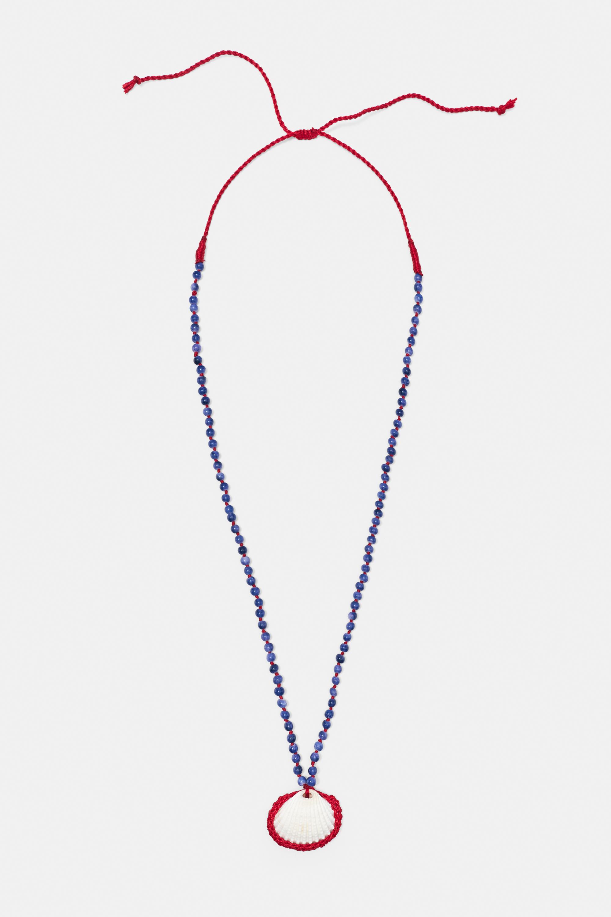 Seashell bead necklace — Red