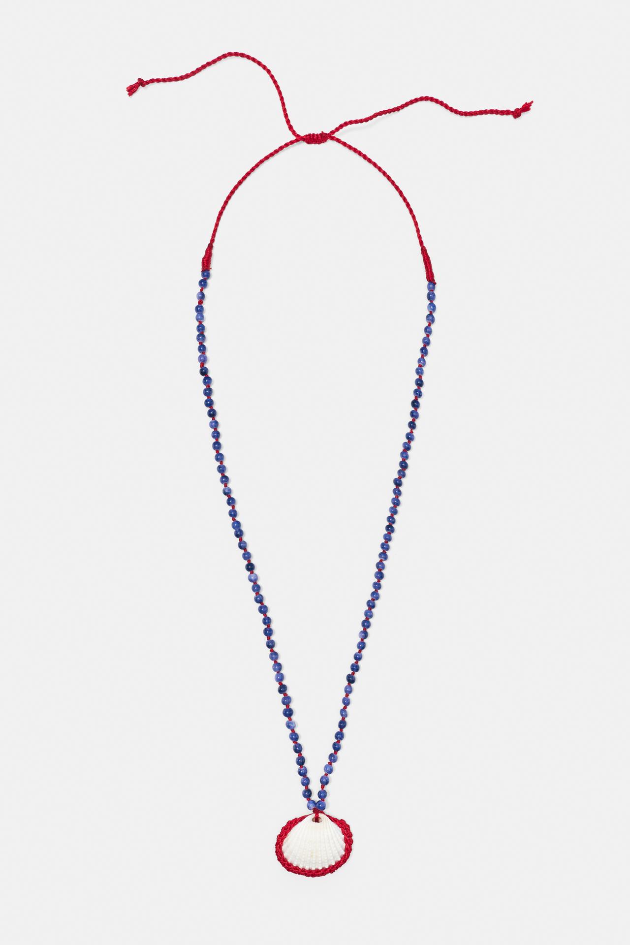Seashell bead necklace — Red