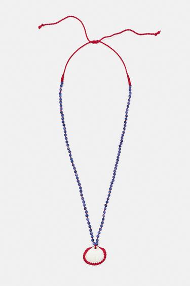 Seashell bead necklace — Red 5