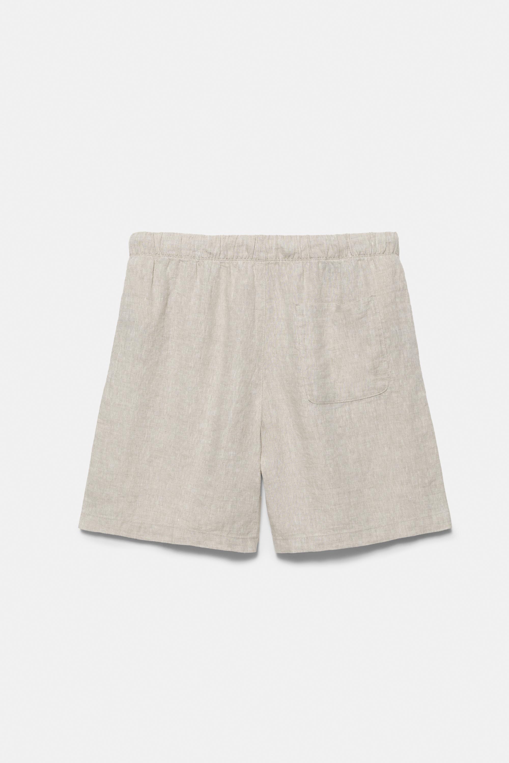 100% linen Bermuda sweat shorts — Beige