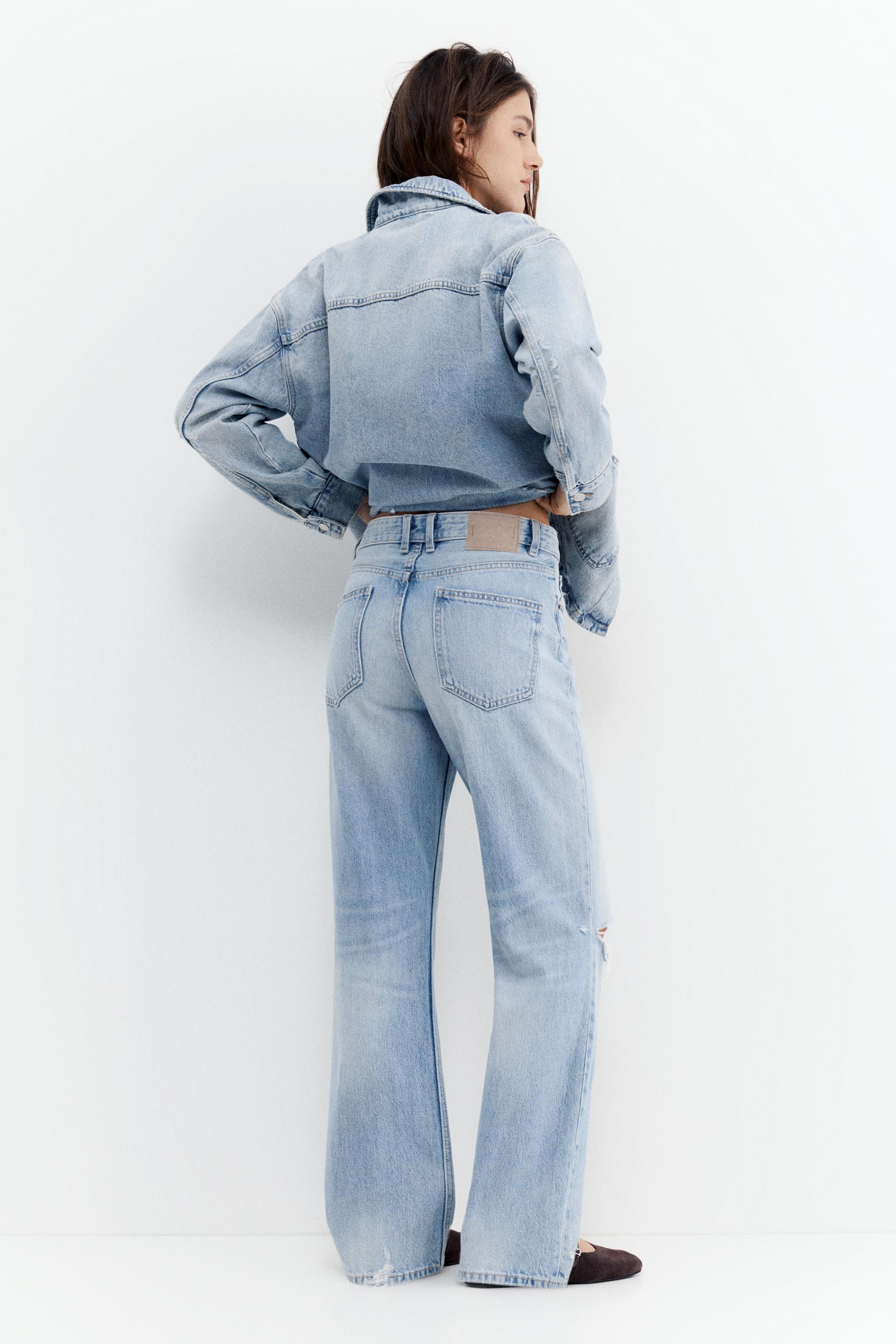 Ripped boyfriend jeans — Pale blue