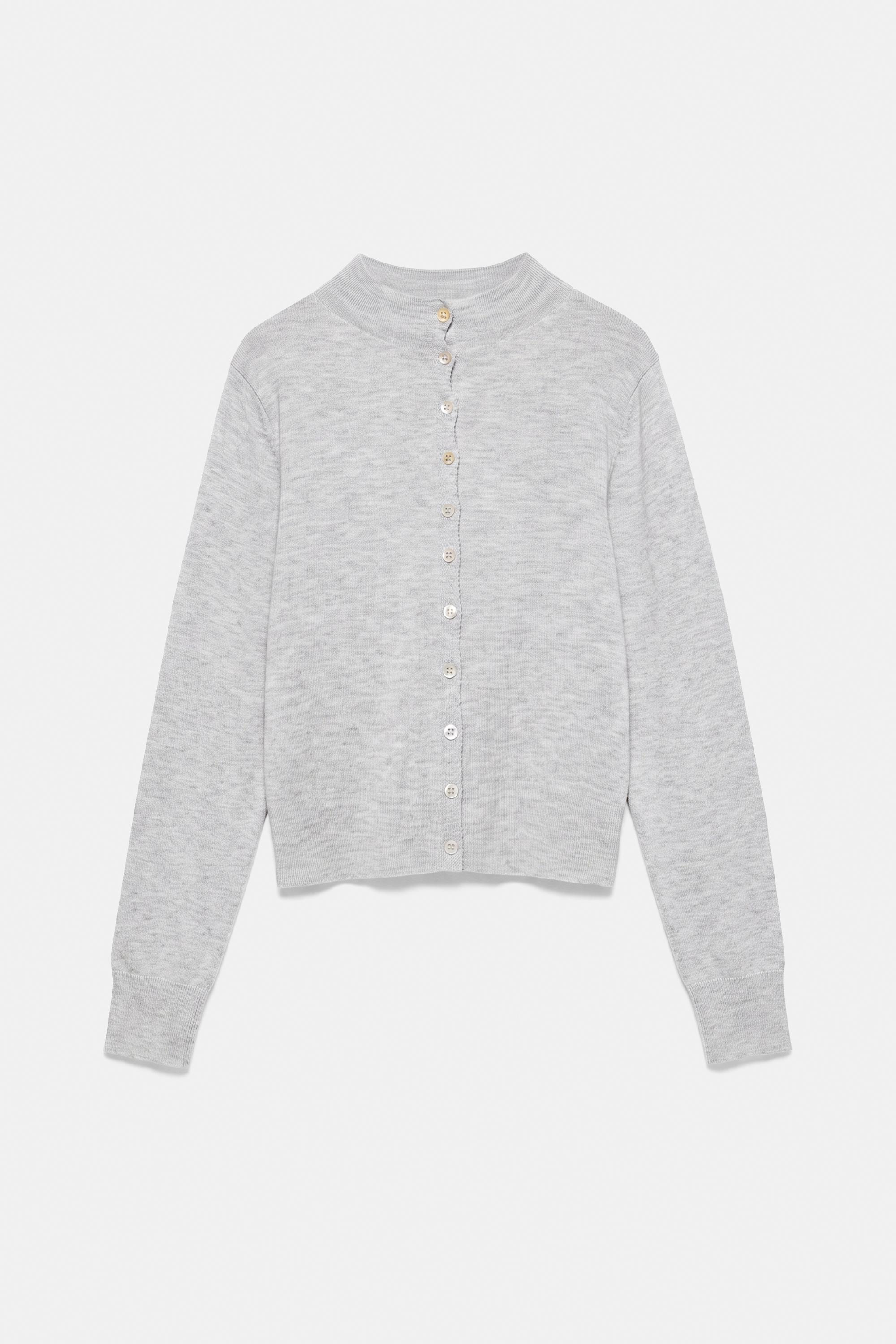 High-neck cardigan — Grey marl
