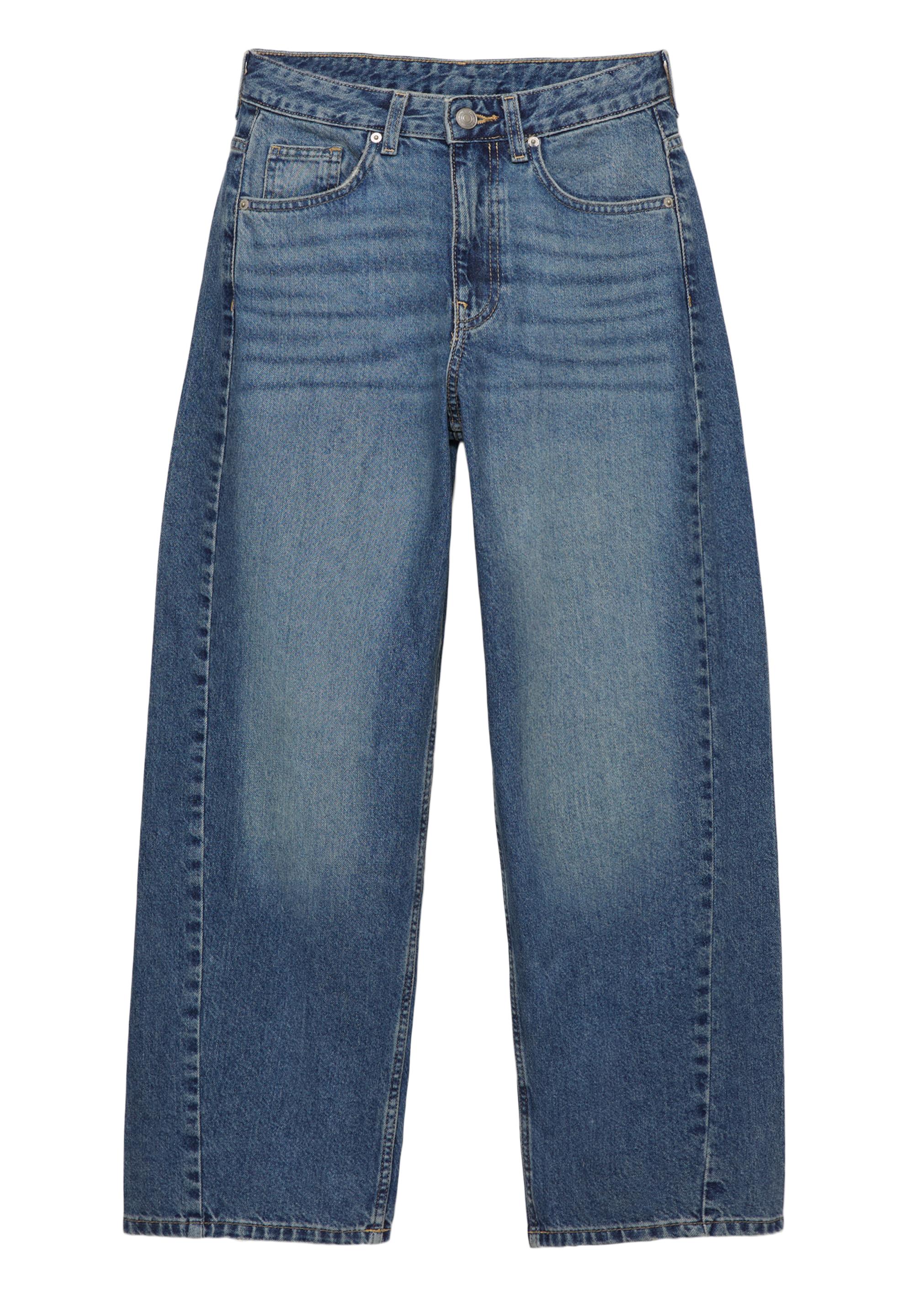 Low-rise barrel jeans — Medium blue